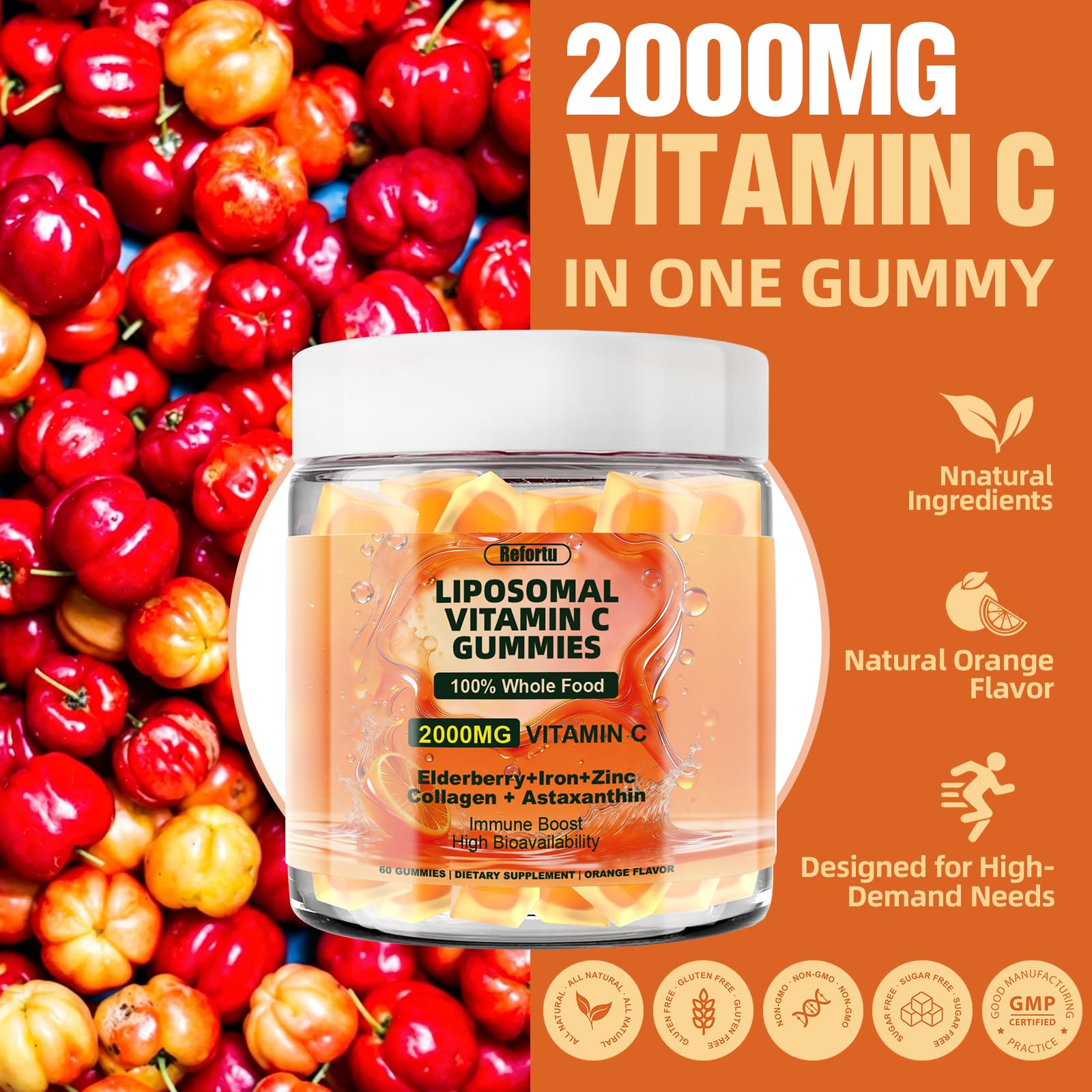 Refortu Liposomal Vitamin C Gummies ingredients list