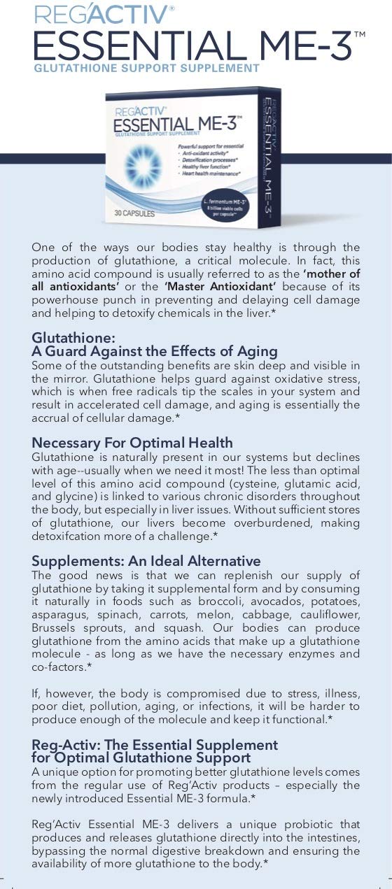 Reg'Activ Essential ME-3 Probiotic Capsules in a health setting
