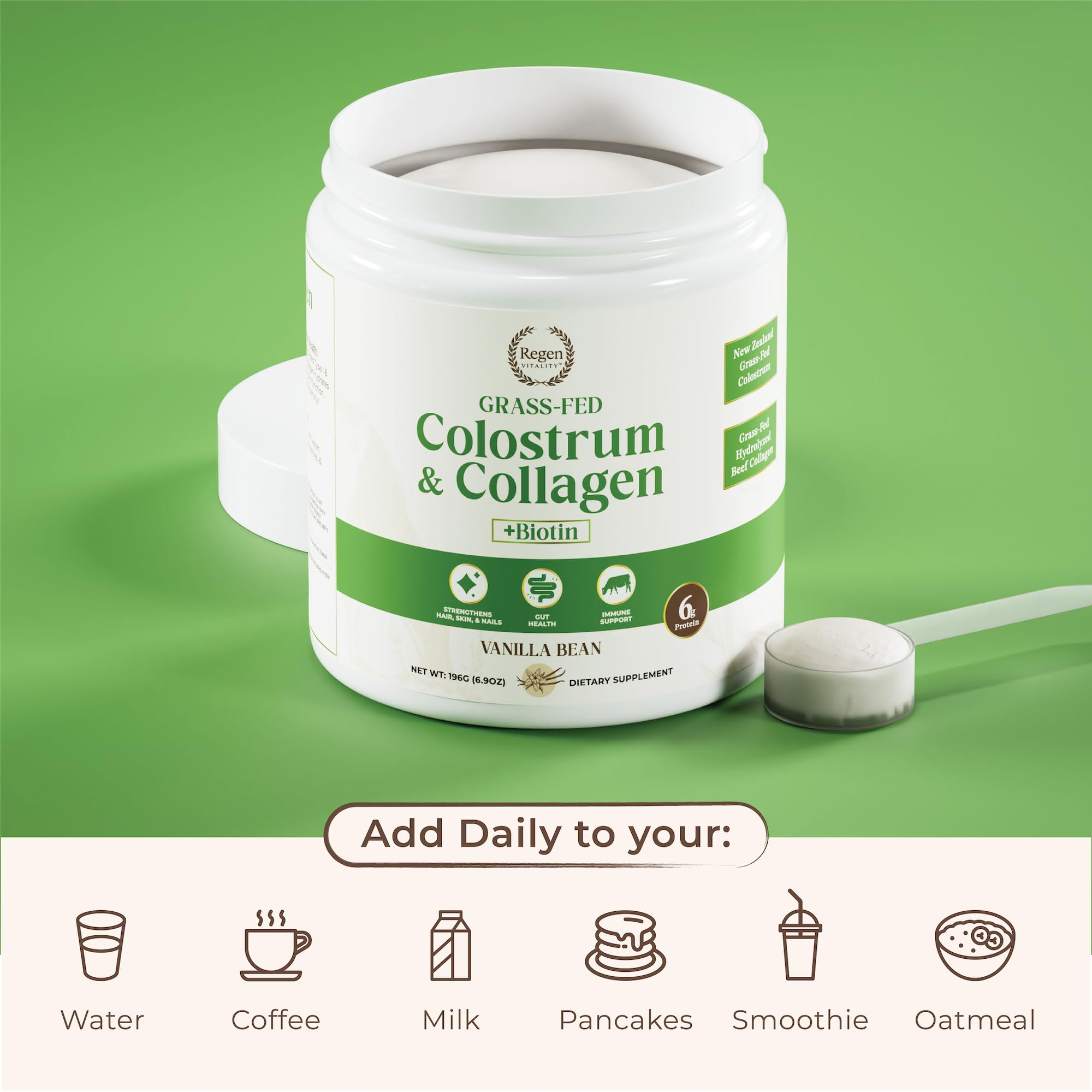 Regen Vitality Collagen Powder in a smoothie bowl