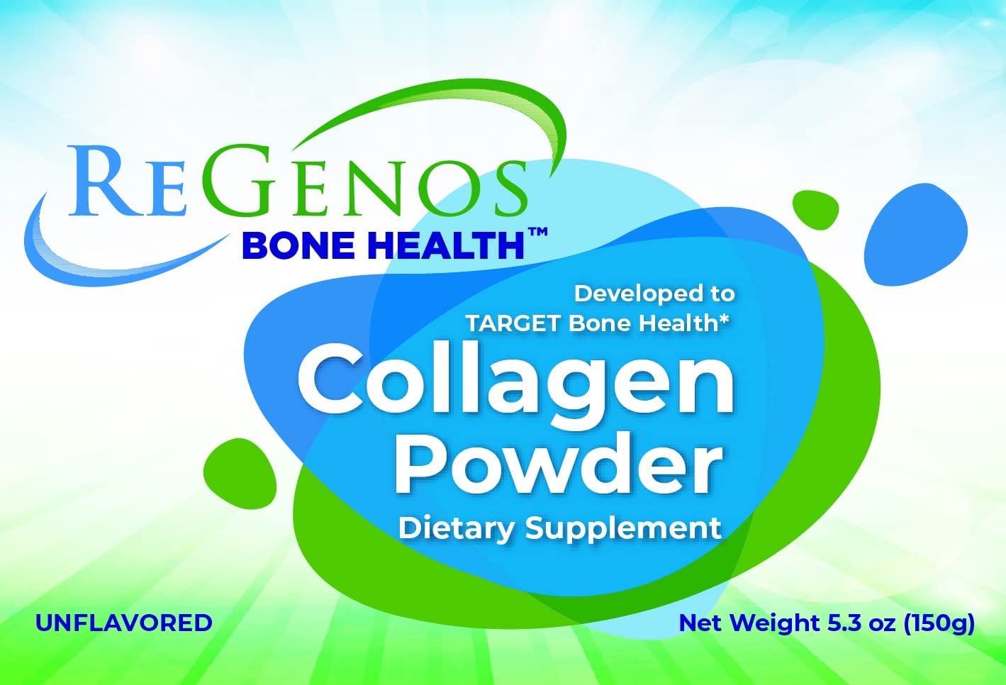 ReGenos Bone Health Collagen Supplement 150g back view with nutritional information