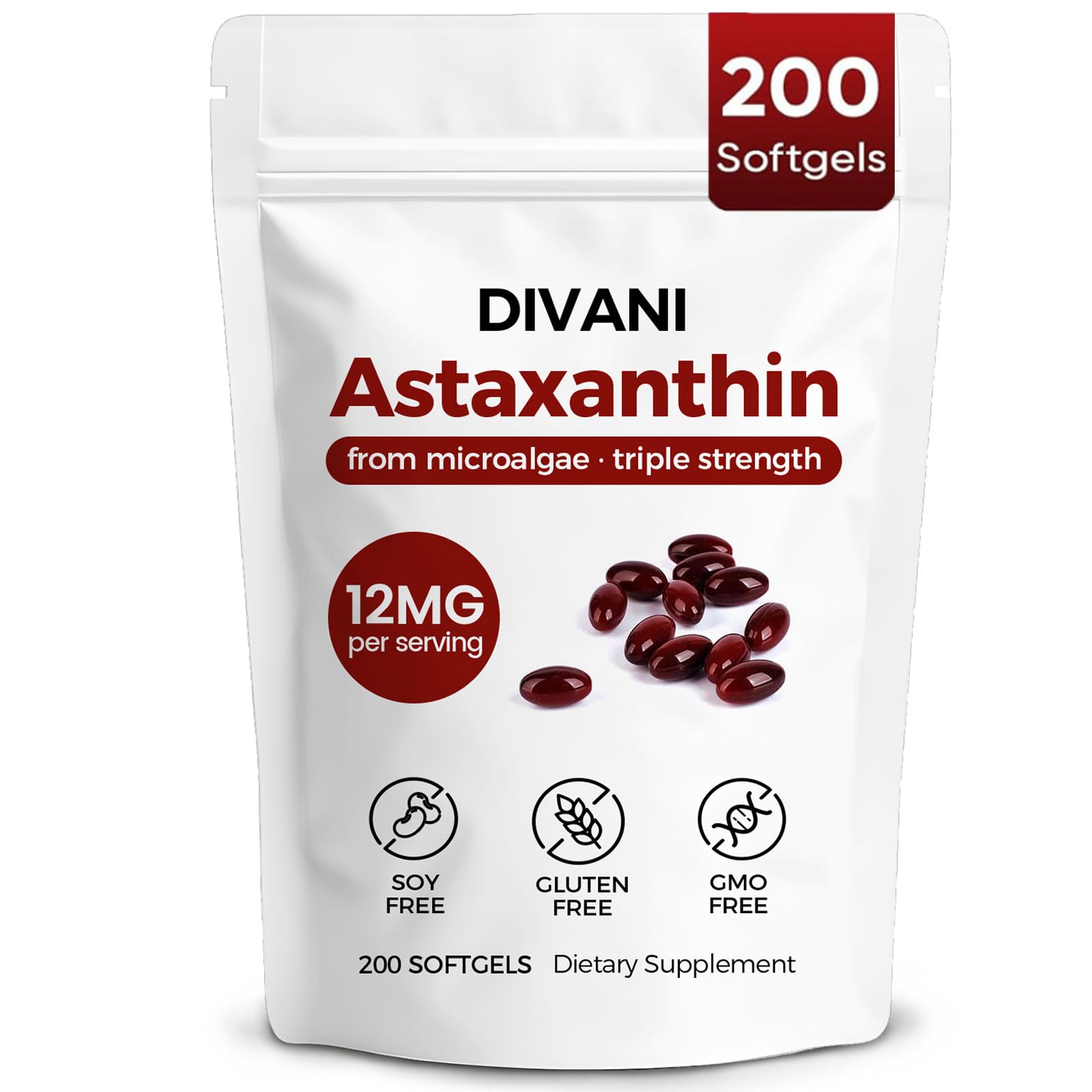 Regpem Divani Astaxanthin 200 Softgels front view