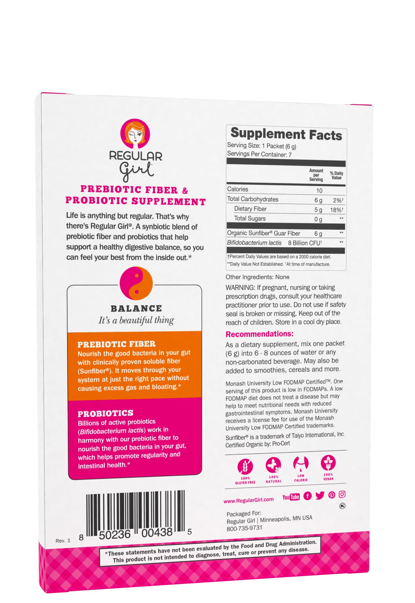 Regular Girl Prebiotic Powder in a glass of water