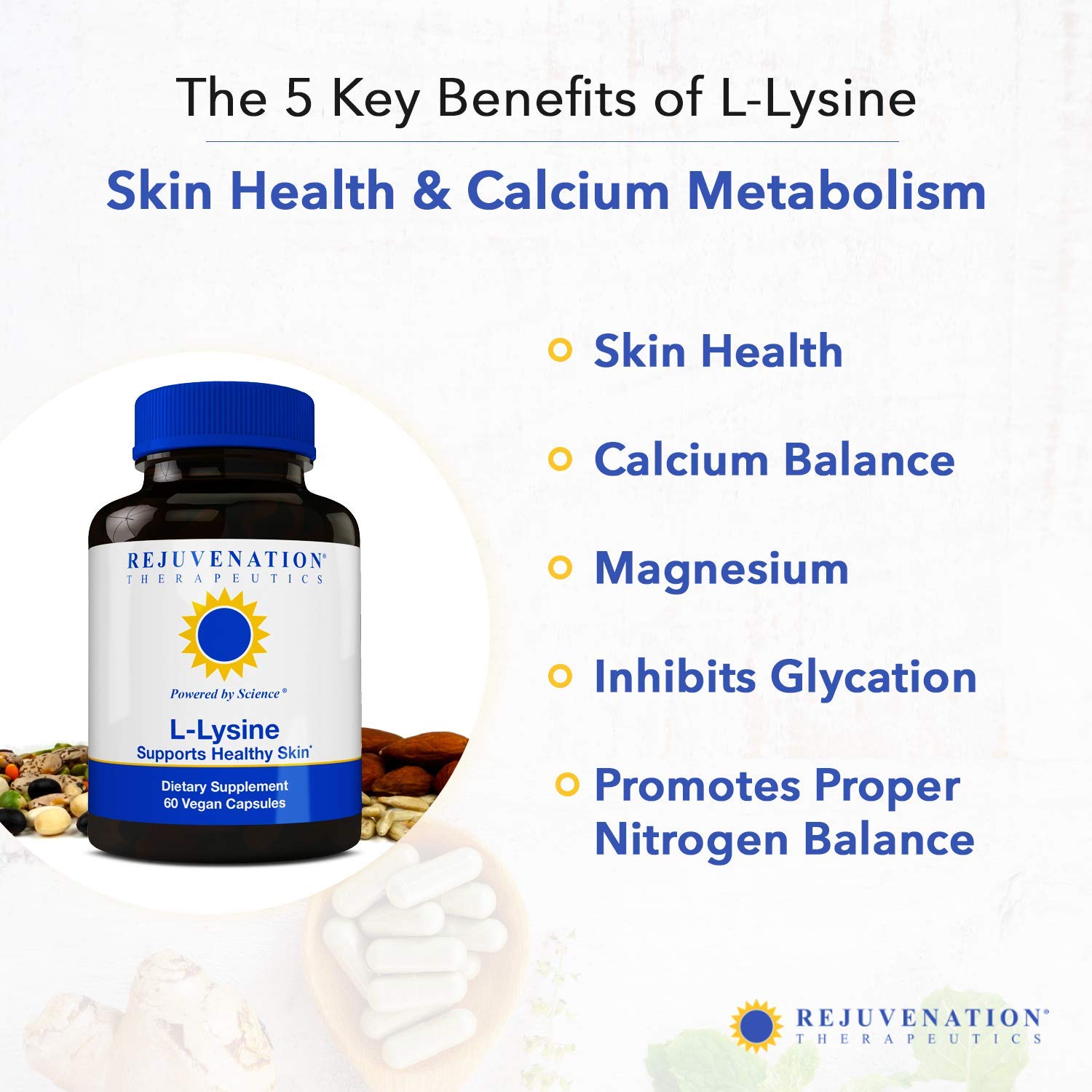 Rejuvenation Therapeutics L-Lysine 500mg capsules nutritional information