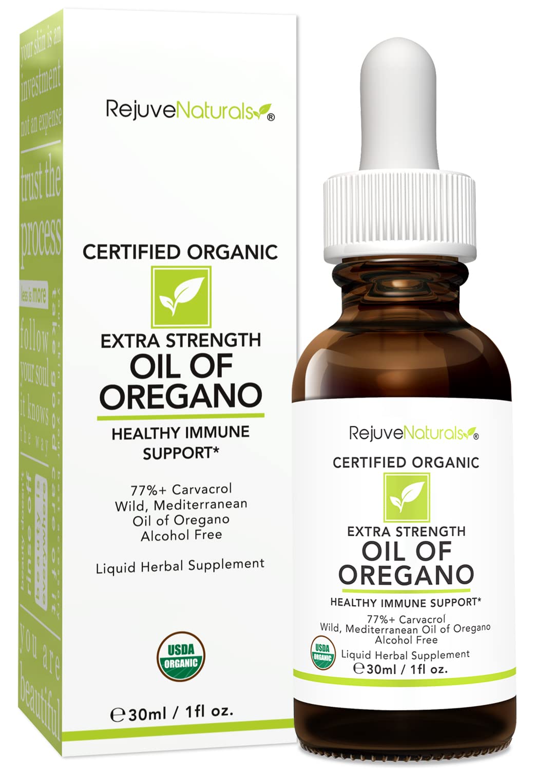 RejuveNaturals Extra Strength Organic Oil of Oregano 86g bottle with dropper