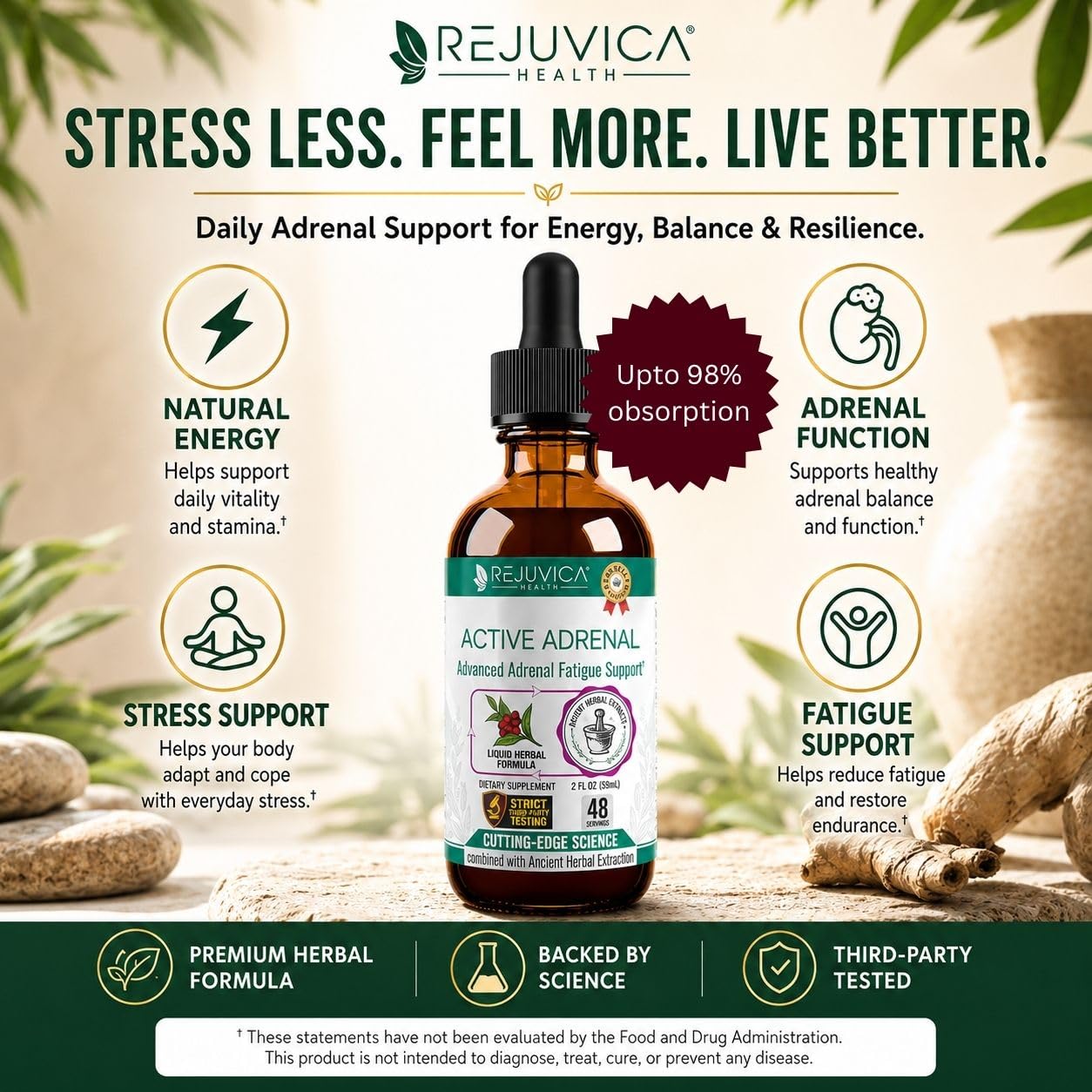 Rejuvica Health Active Adrenal Liquid Supplement lifestyle scene