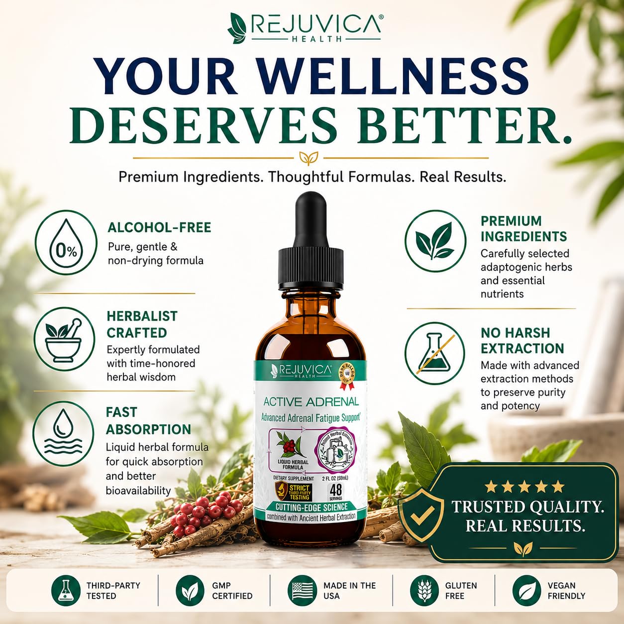 Rejuvica Health Active Adrenal Liquid Supplement usage instructions