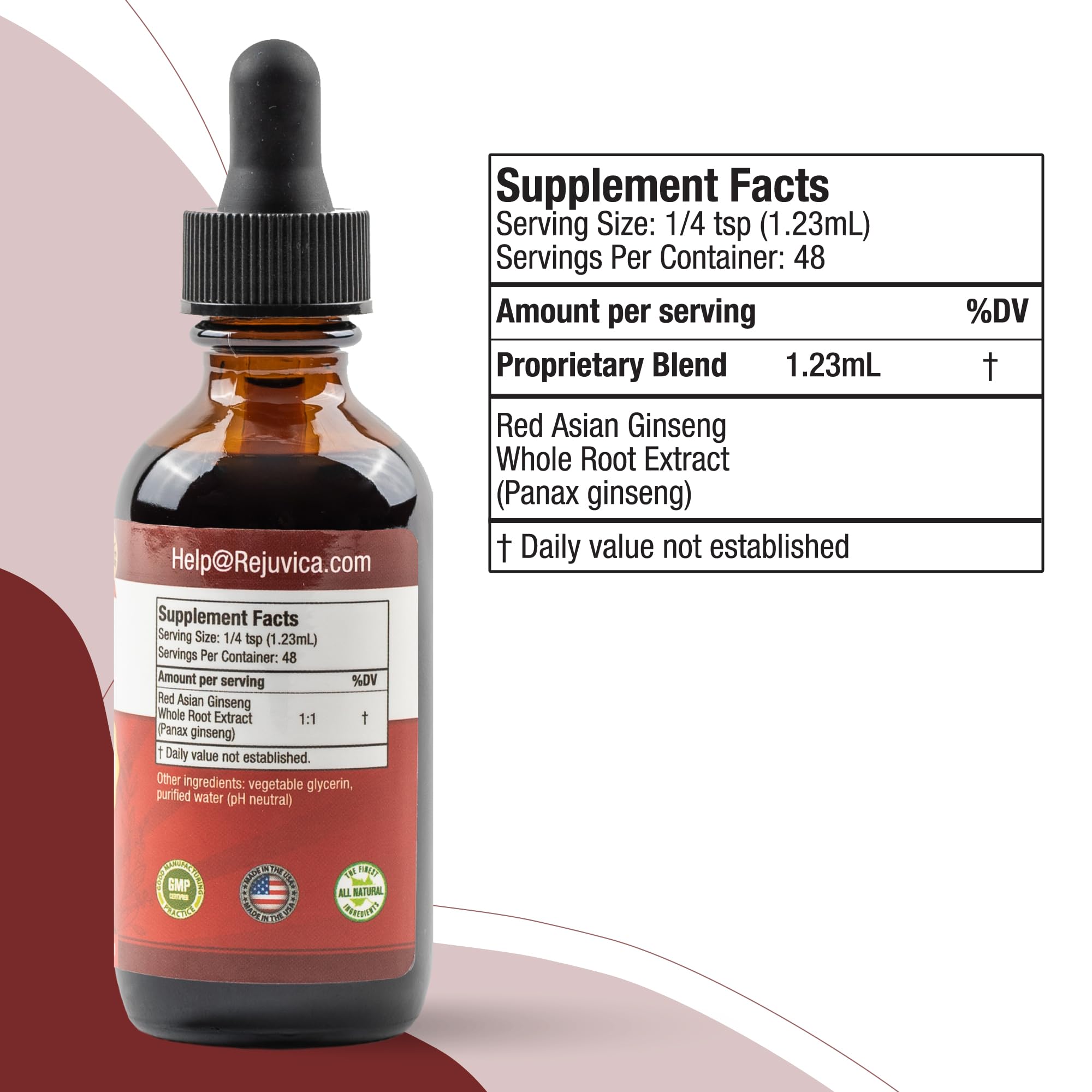 Rejuvica Health Active Ginseng bottle with herbal background