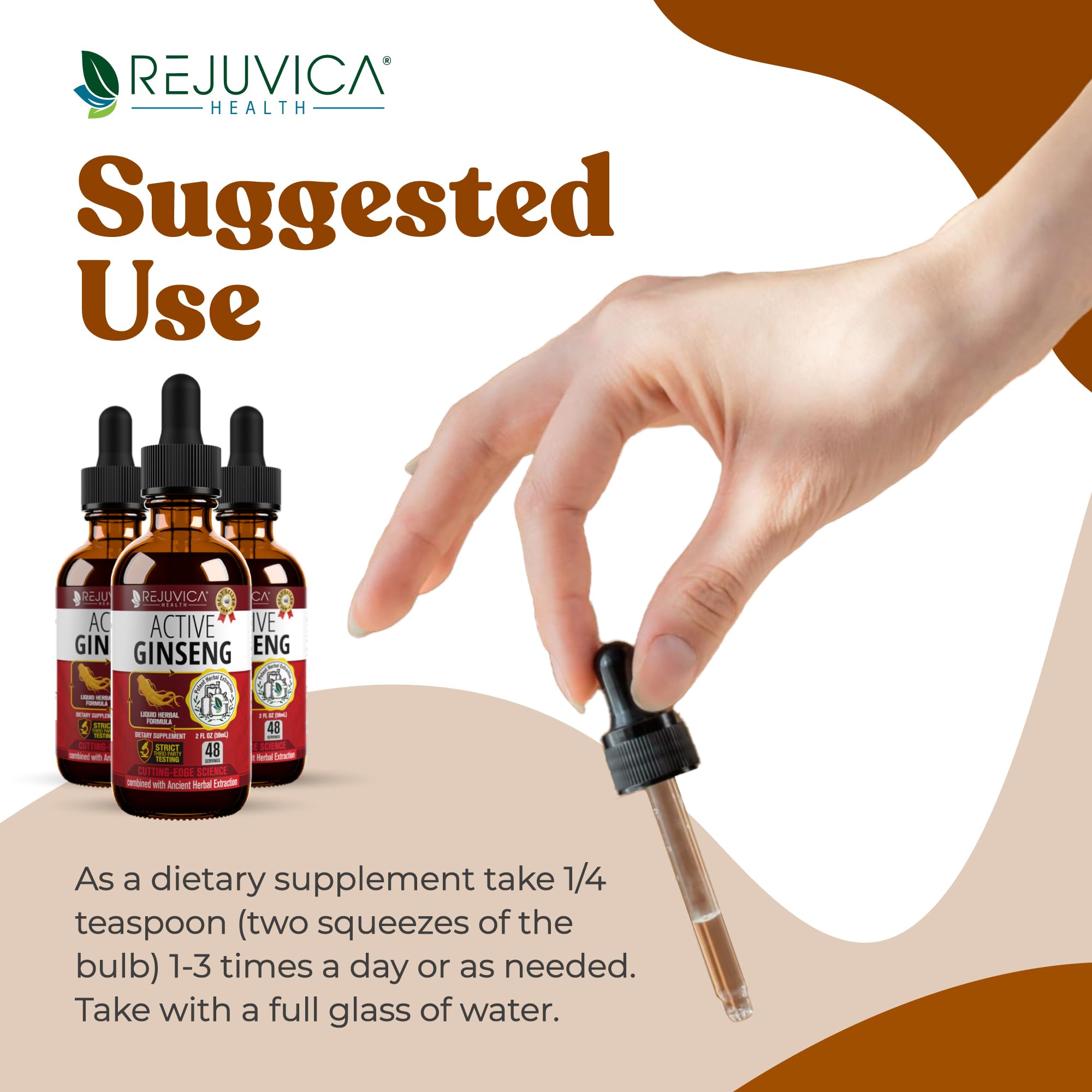 Rejuvica Health Active Ginseng liquid in a glass