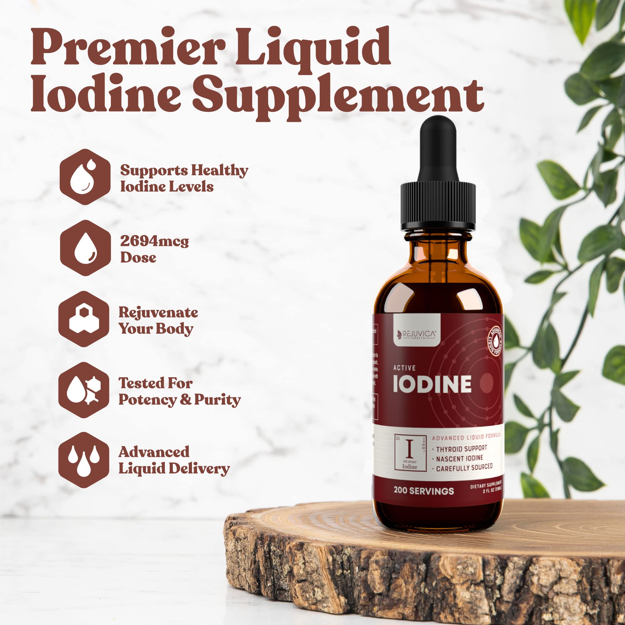 Rejuvica Health Active Iodine dropper bottle side view