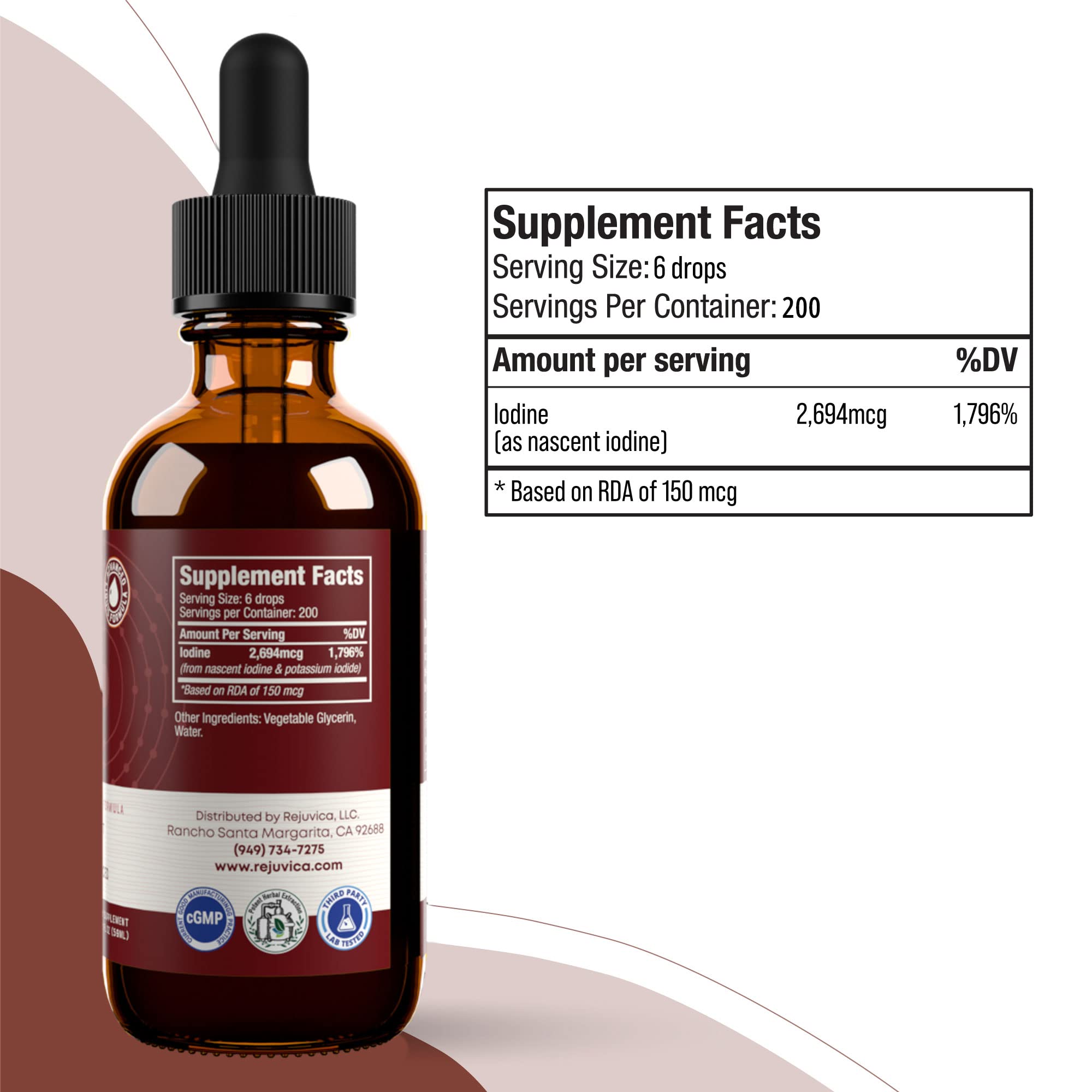 Rejuvica Health Active Iodine liquid supplement dropper in use