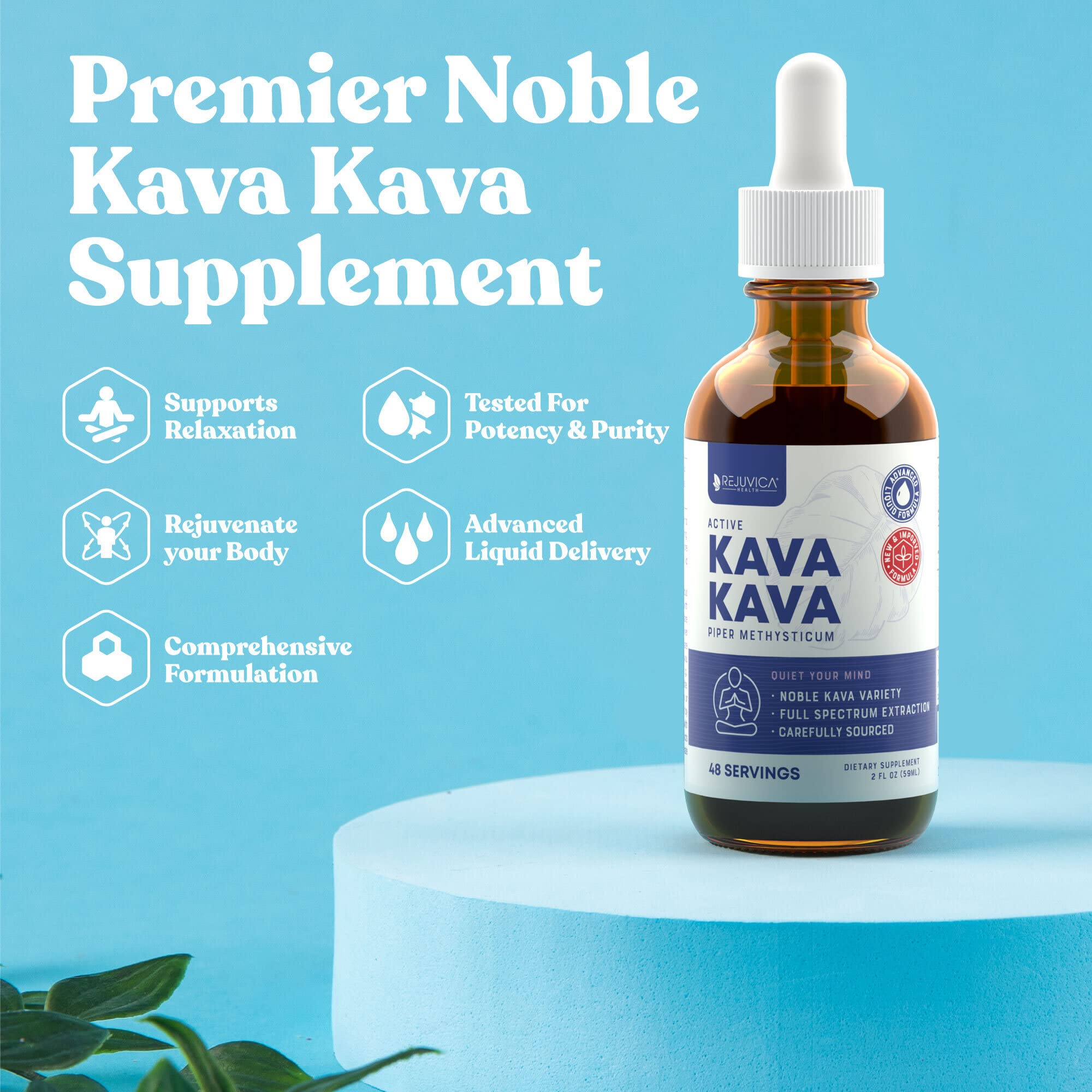 Rejuvica Health Active Kava Kava Liquid Supplement dropper