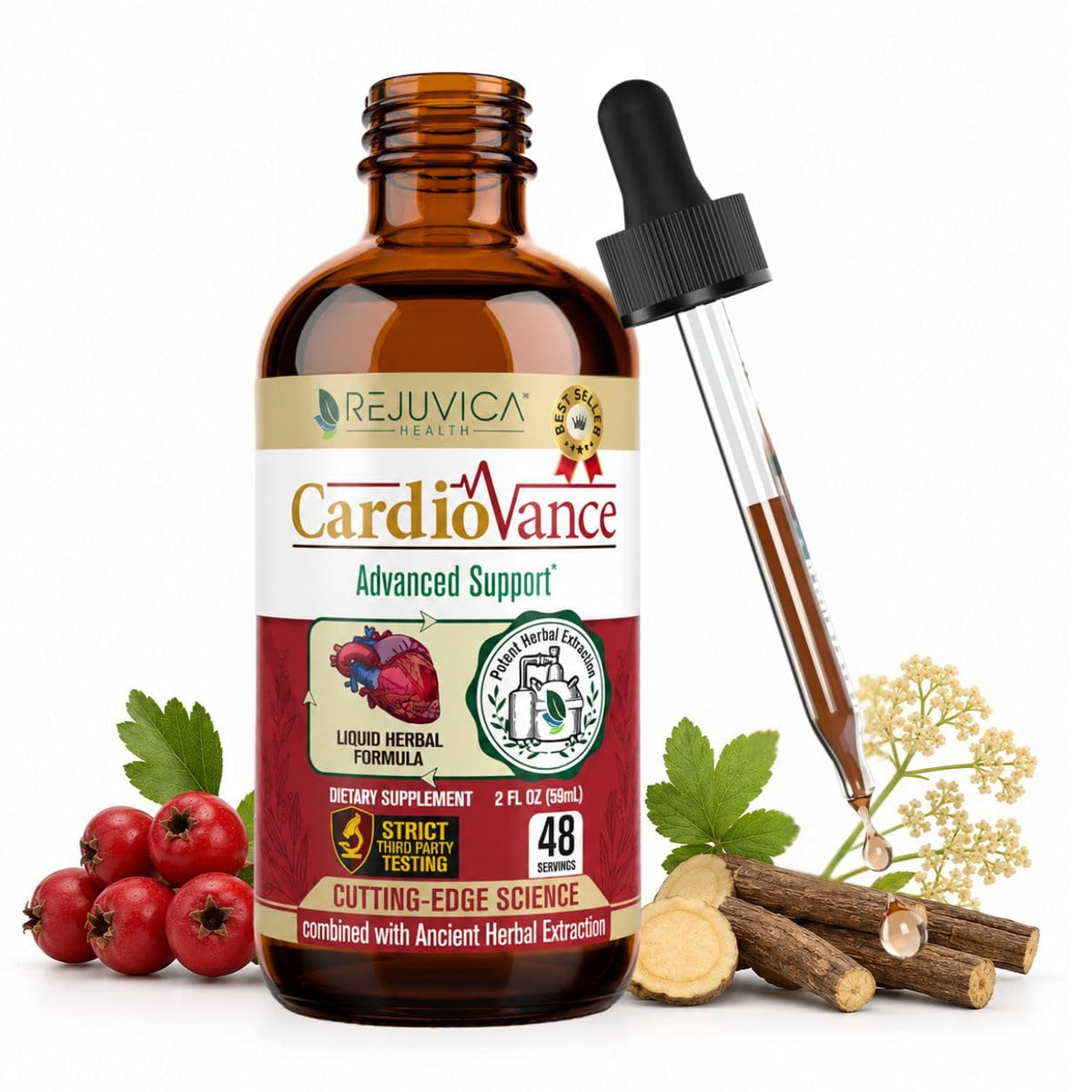 Rejuvica Health CardioVance liquid supplement bottle front view