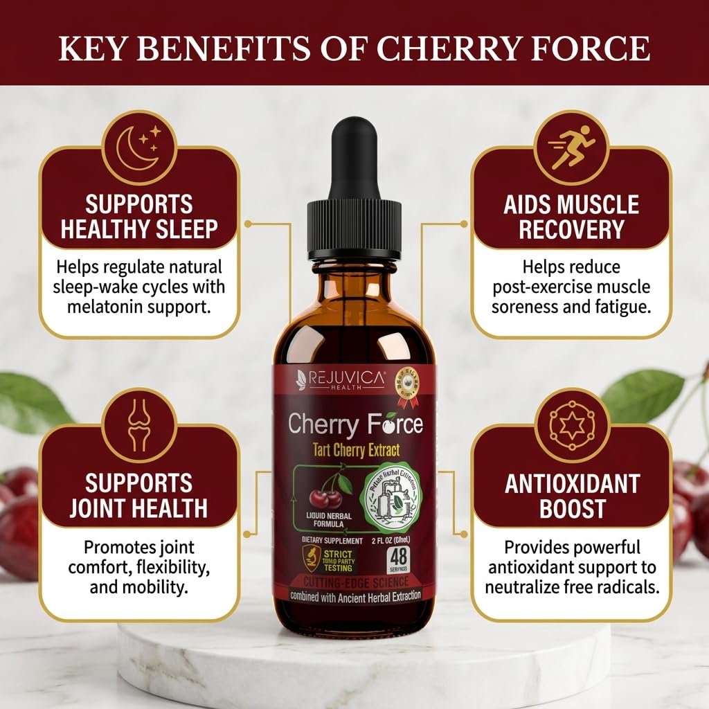 Rejuvica Health Cherry Force liquid supplement in lifestyle setting