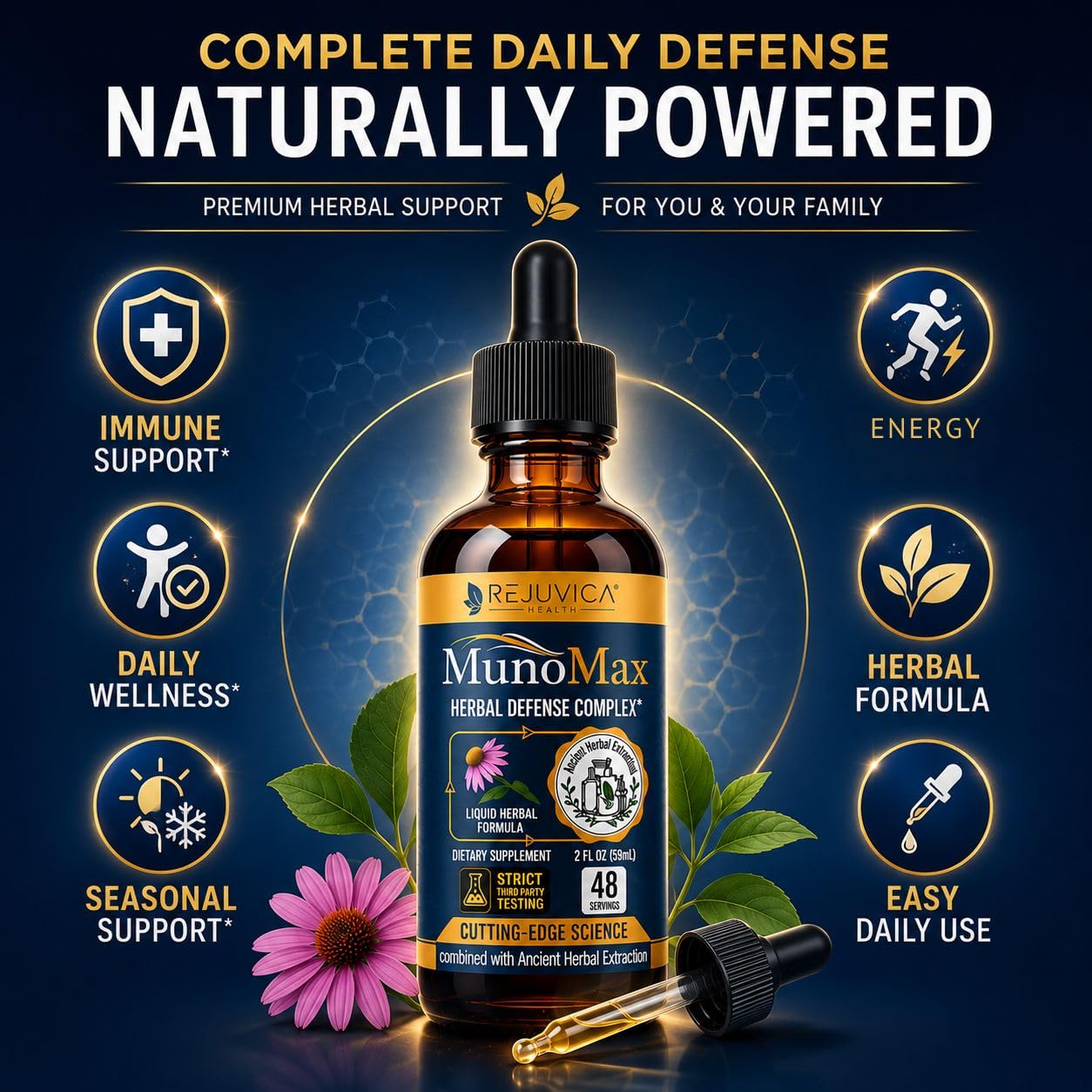 Rejuvica Health Echinacea Liquid Supplement bottle side view
