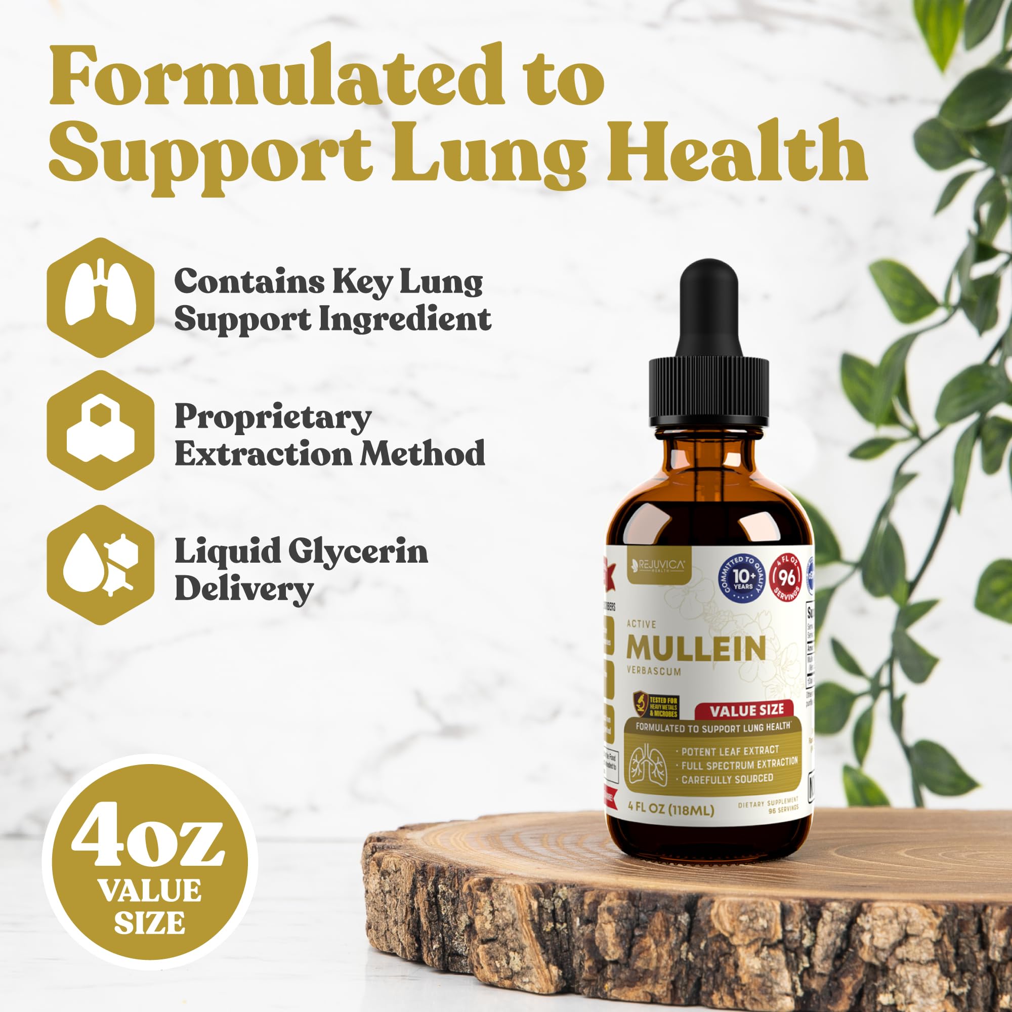 Rejuvica Health Mullein Extract 240g bottle side view