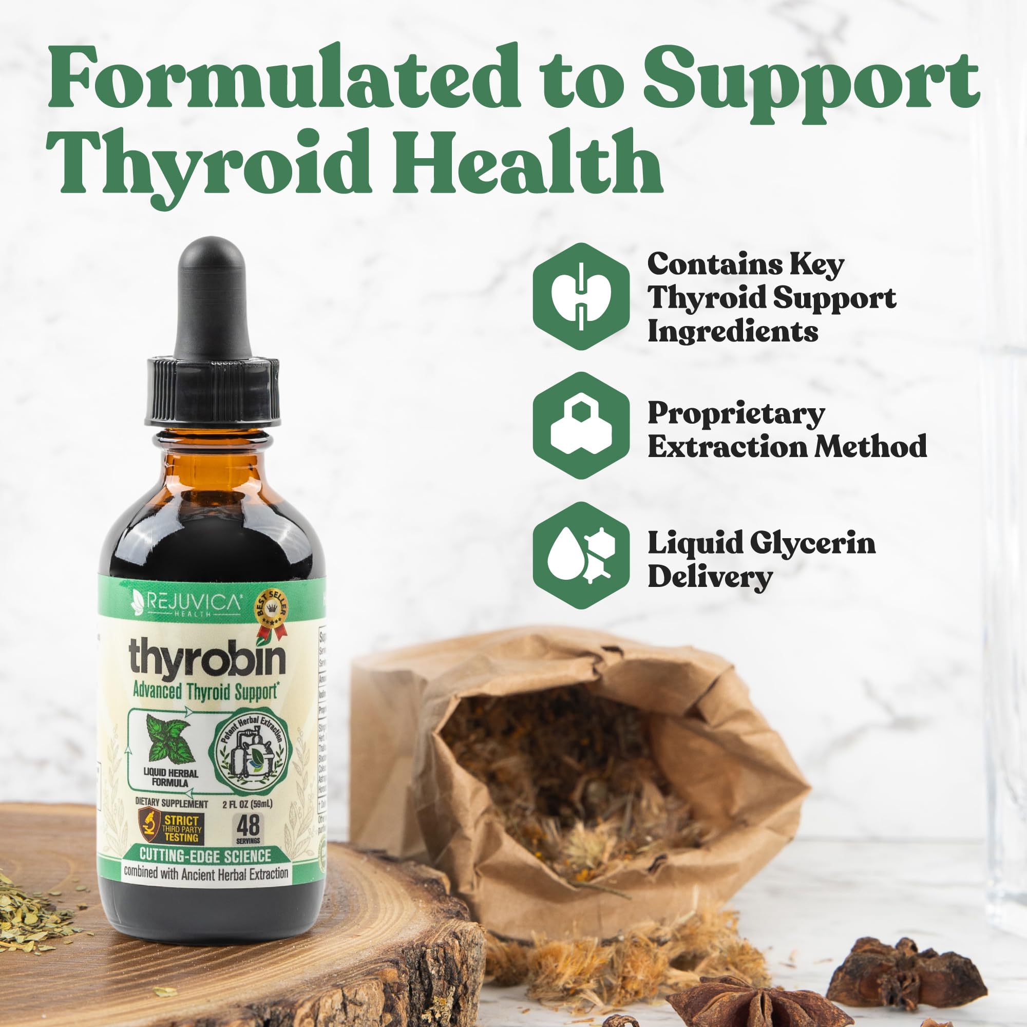 Rejuvica Health Thyrobin bottle with dropper