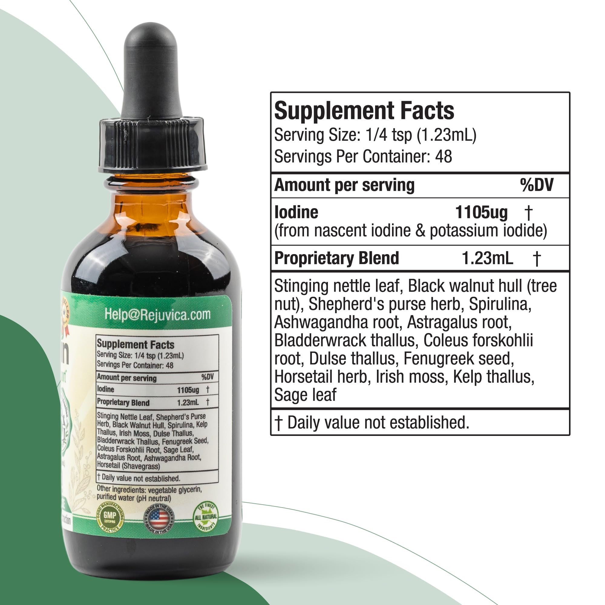 Rejuvica Health Thyrobin liquid formula in dropper