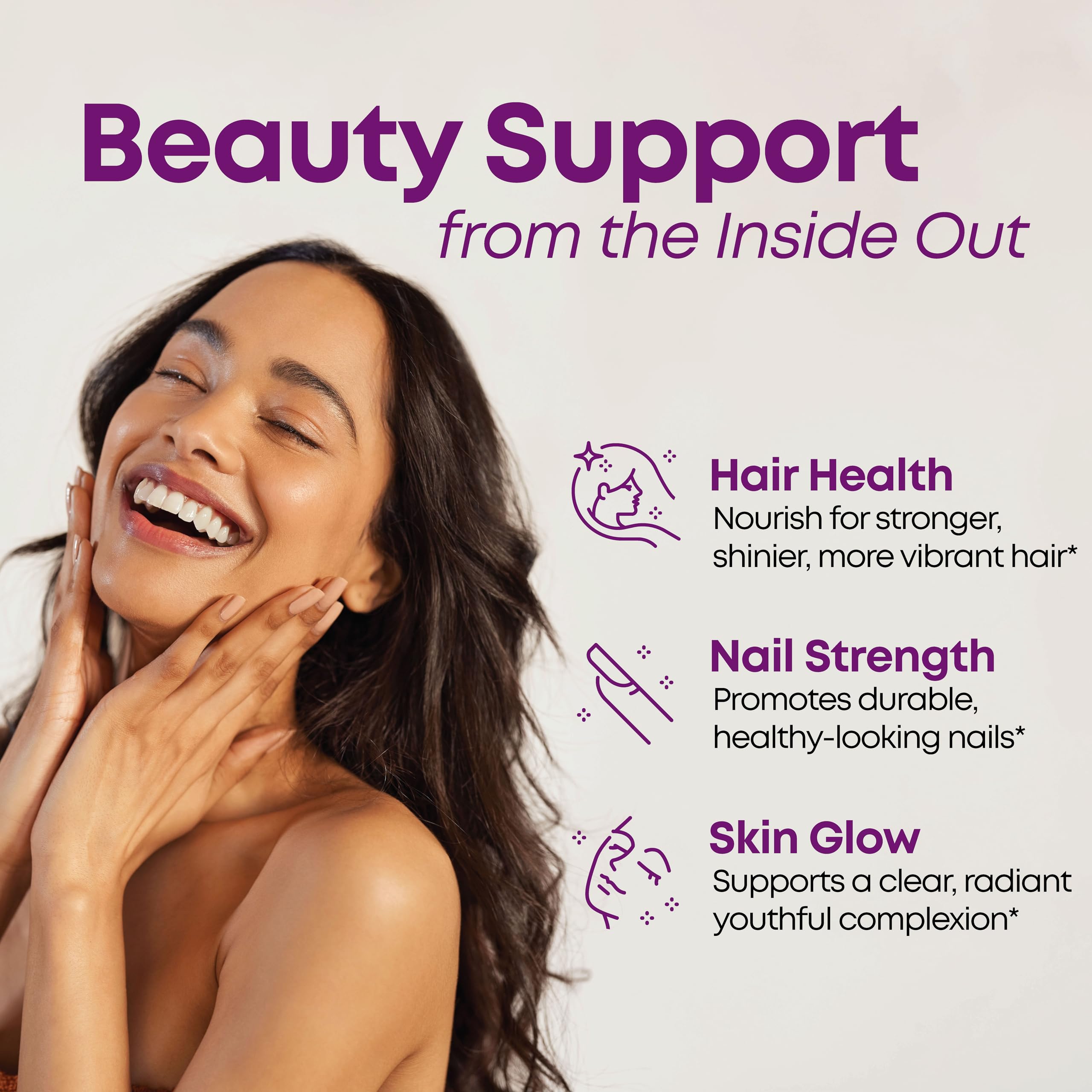 Rejuvicare Hair Skin & Nails Supplement side view showing caplets