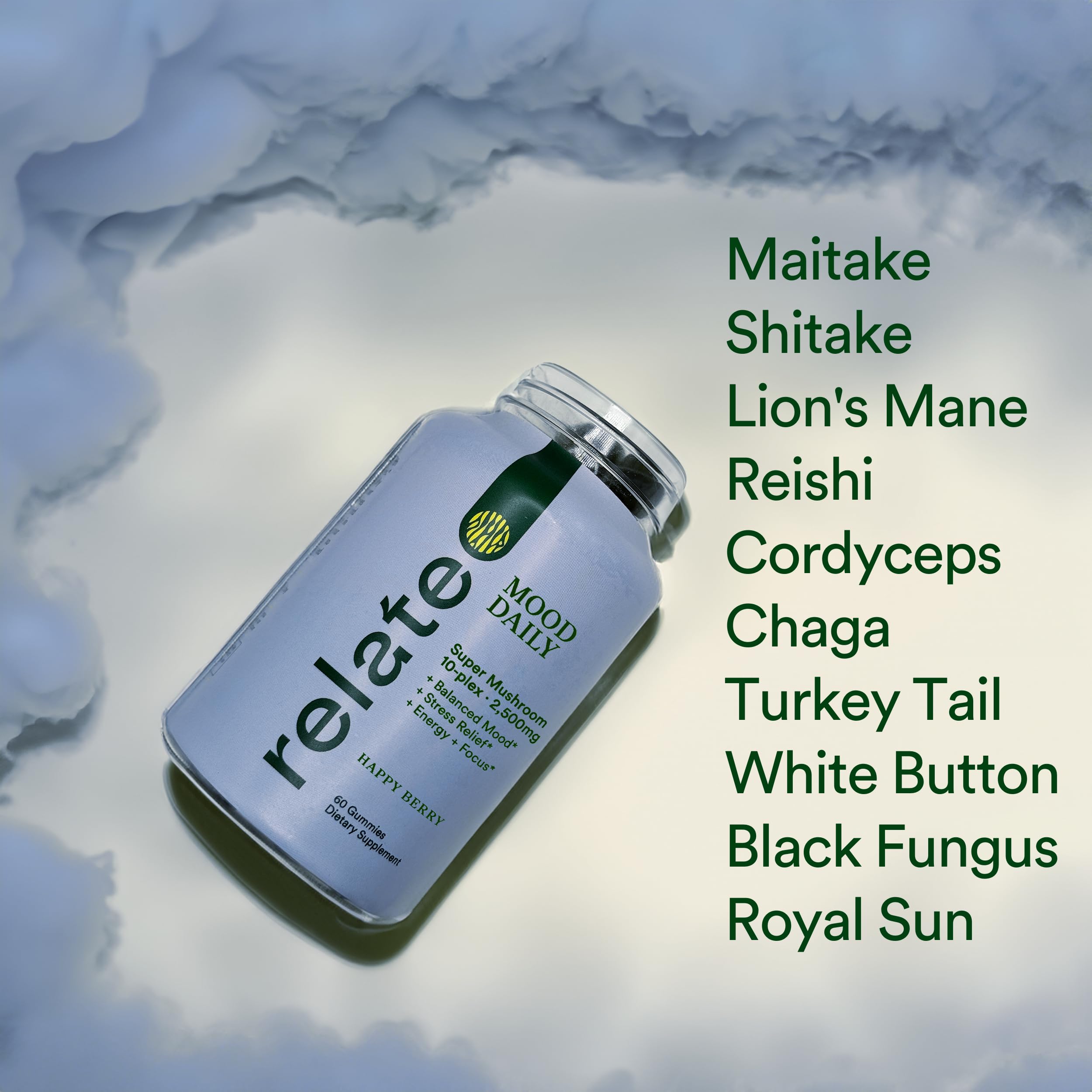 relate Mushroom Complex Supplement back view with ingredient list