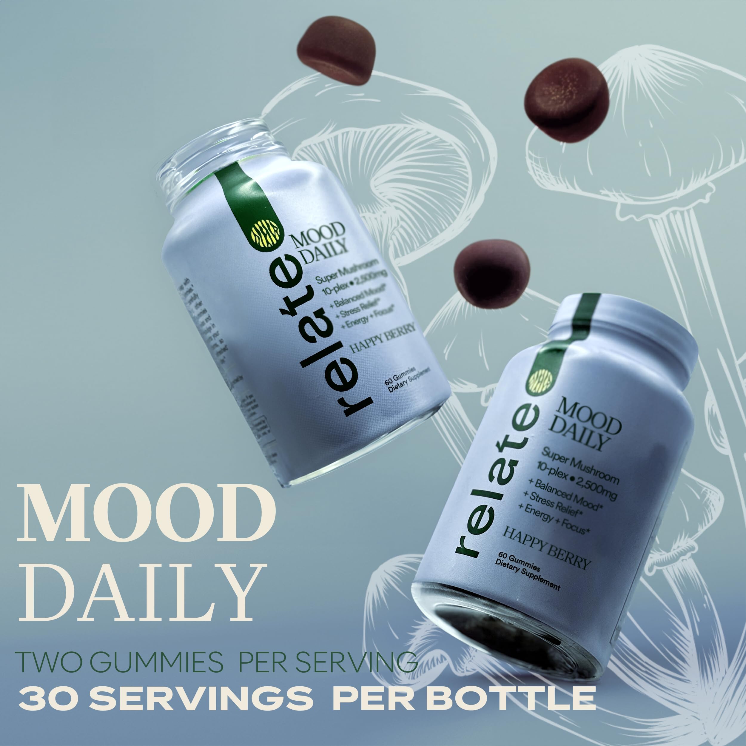 relate Mushroom Complex Supplement side view highlighting capsule details