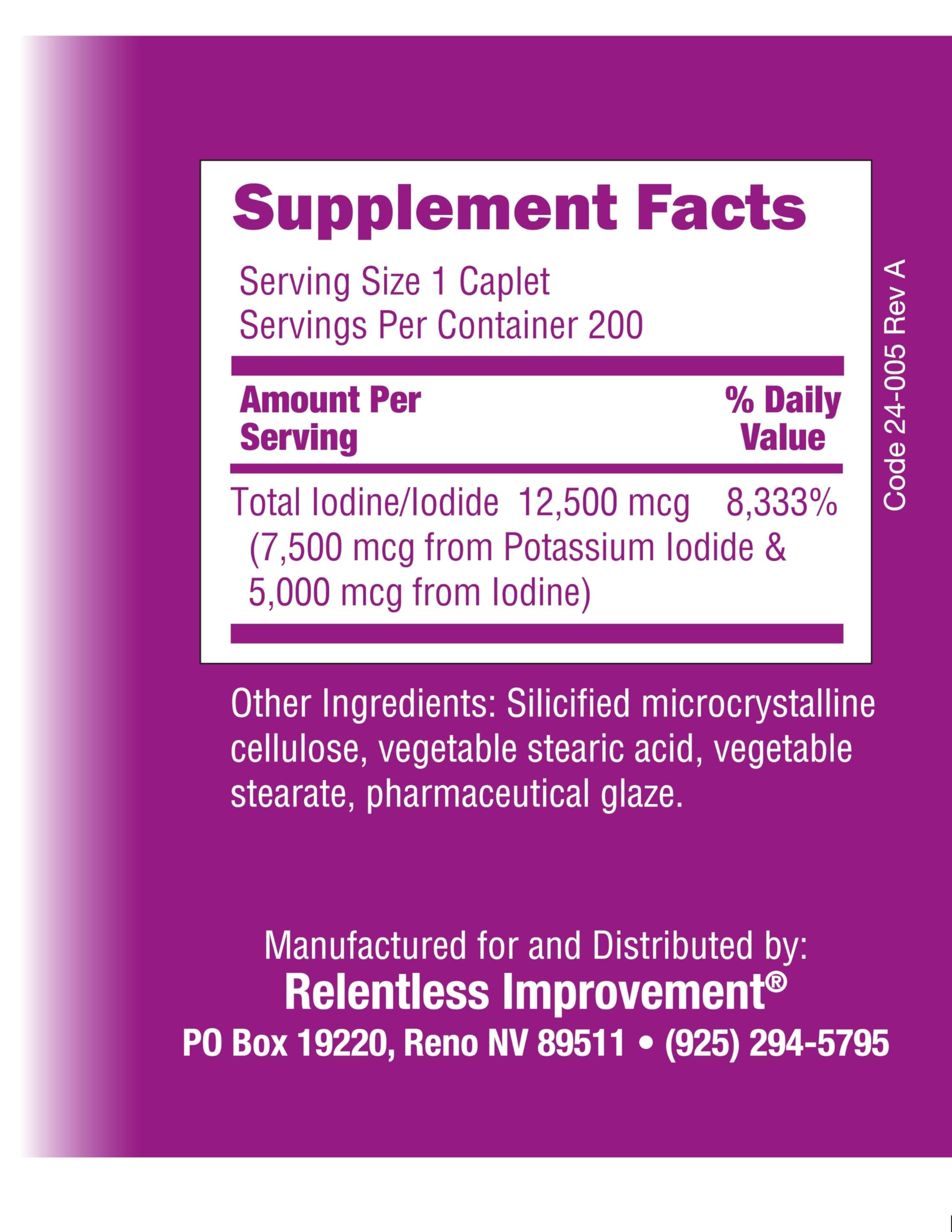 Relentless Improvement Iodine Supplement side view
