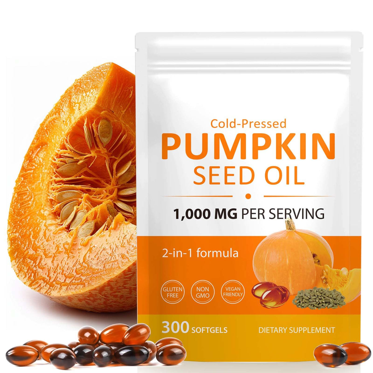 ReliCo Pumpkin Seed Oil Capsules 300 Count front view