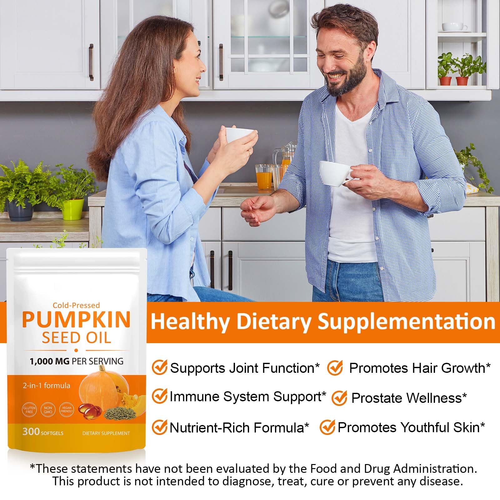 ReliCo Pumpkin Seed Oil Capsules on a wooden table