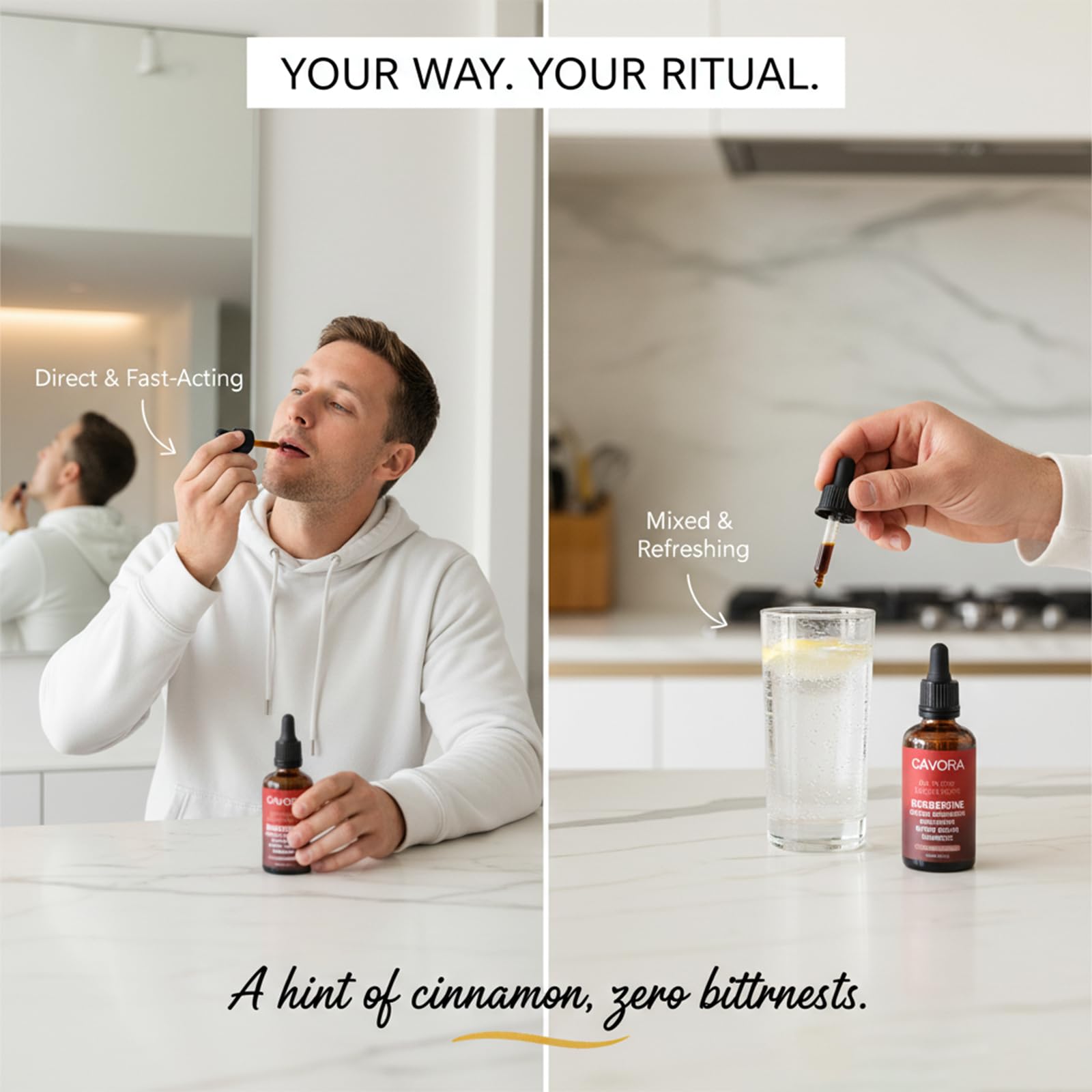 Relify Cinnamon Herbal Supplement 60ml dropper bottle side view
