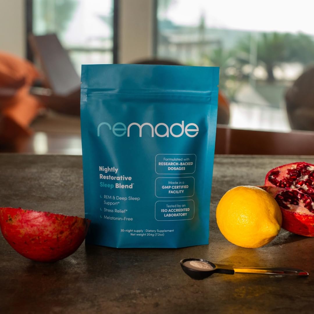 Remade Natural Sleep Aid Powder mixed in glass of water