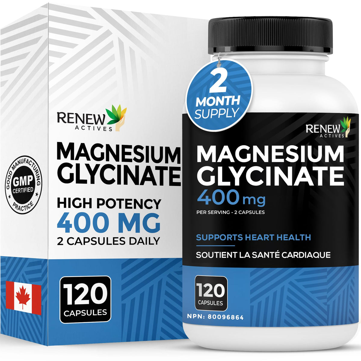 Renew Actives Magnesium Glycinate 57g front view