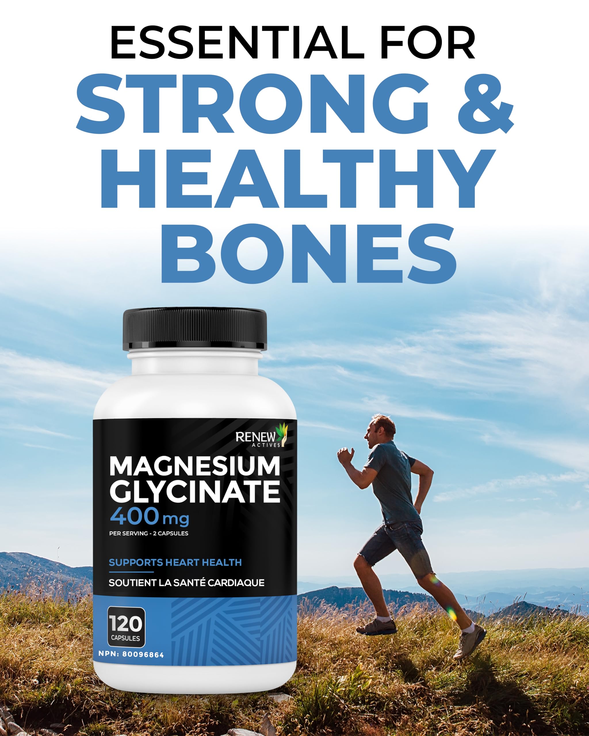 Renew Actives Magnesium Glycinate 57g side view