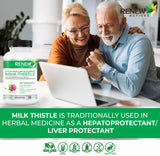 Renew Actives Milk Thistle Capsules 175mg on a wooden table