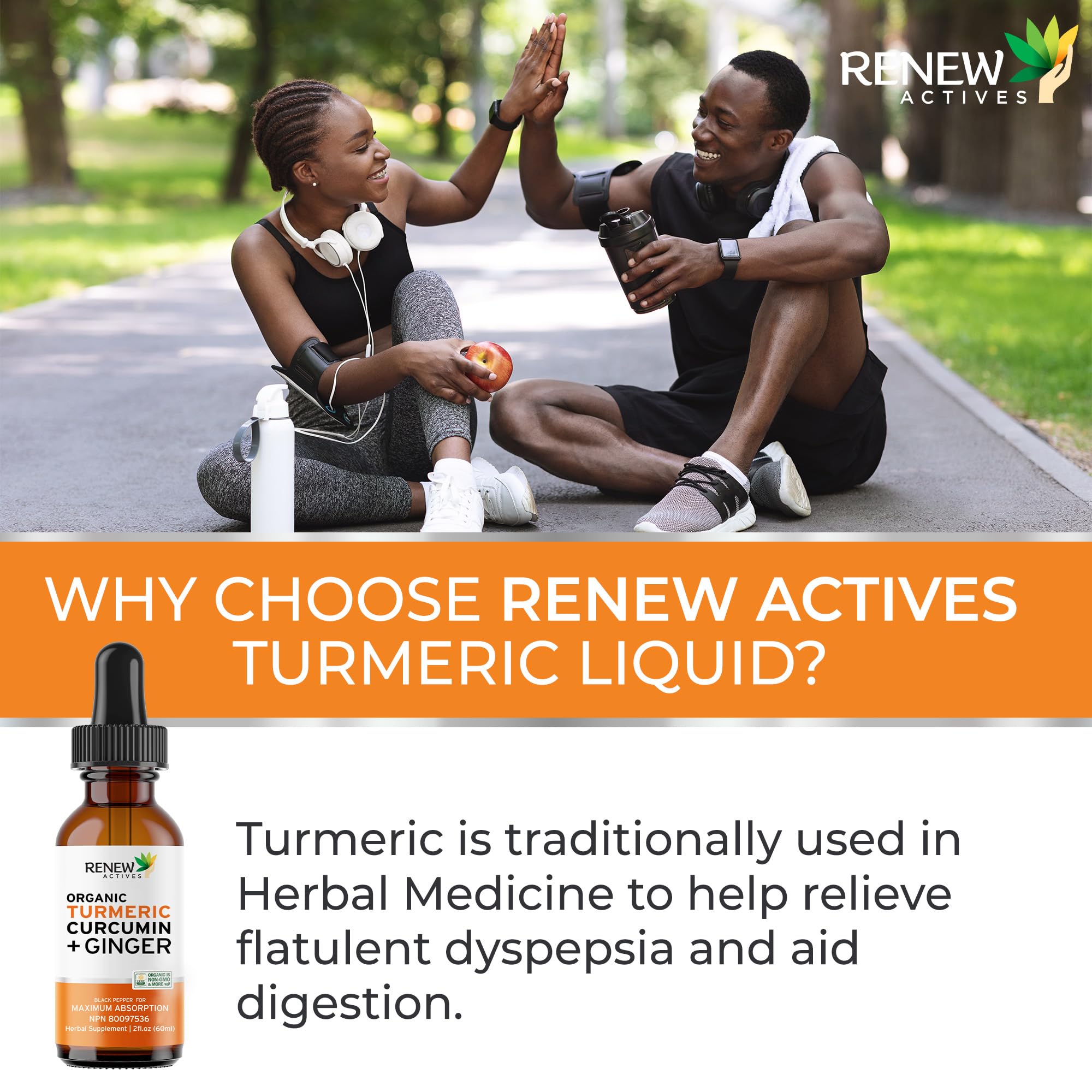 Renew Actives Organic Turmeric Curcumin Drops dropper close-up