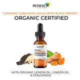 Renew Actives Organic Turmeric Curcumin Drops in a glass of water