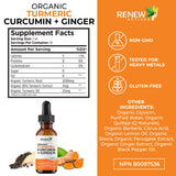 Renew Actives Organic Turmeric Curcumin Drops packaging on a wooden table