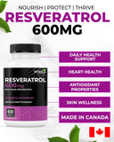 Renew Actives Resveratrol Supplement 600mg capsules on a wooden surface