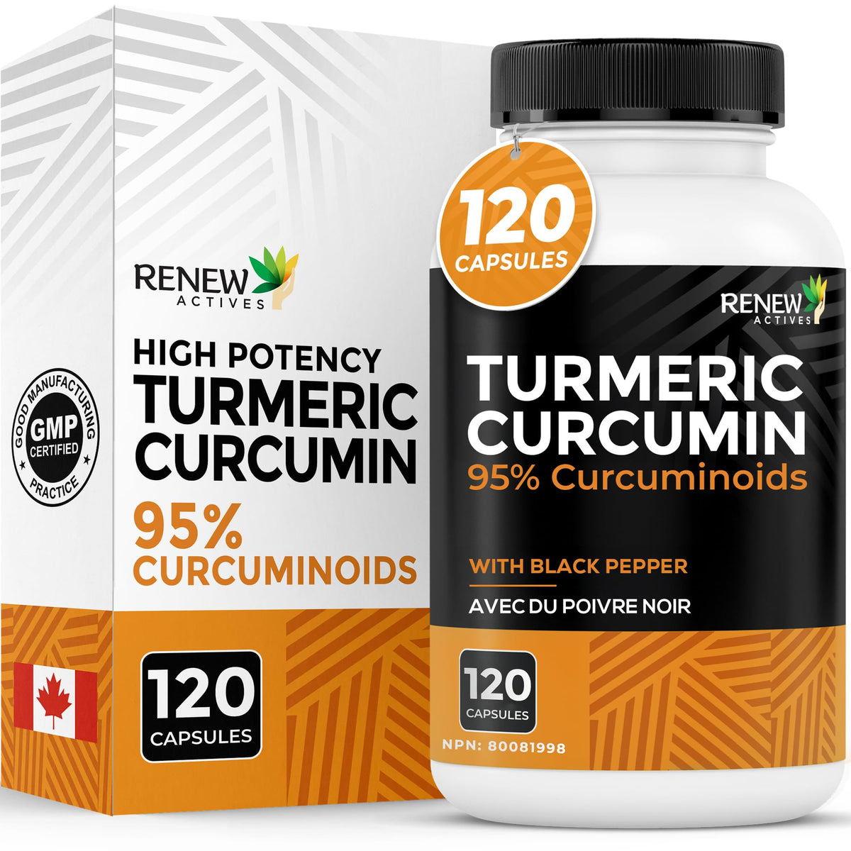 Renew Actives Turmeric Curcumin 120 capsules front view