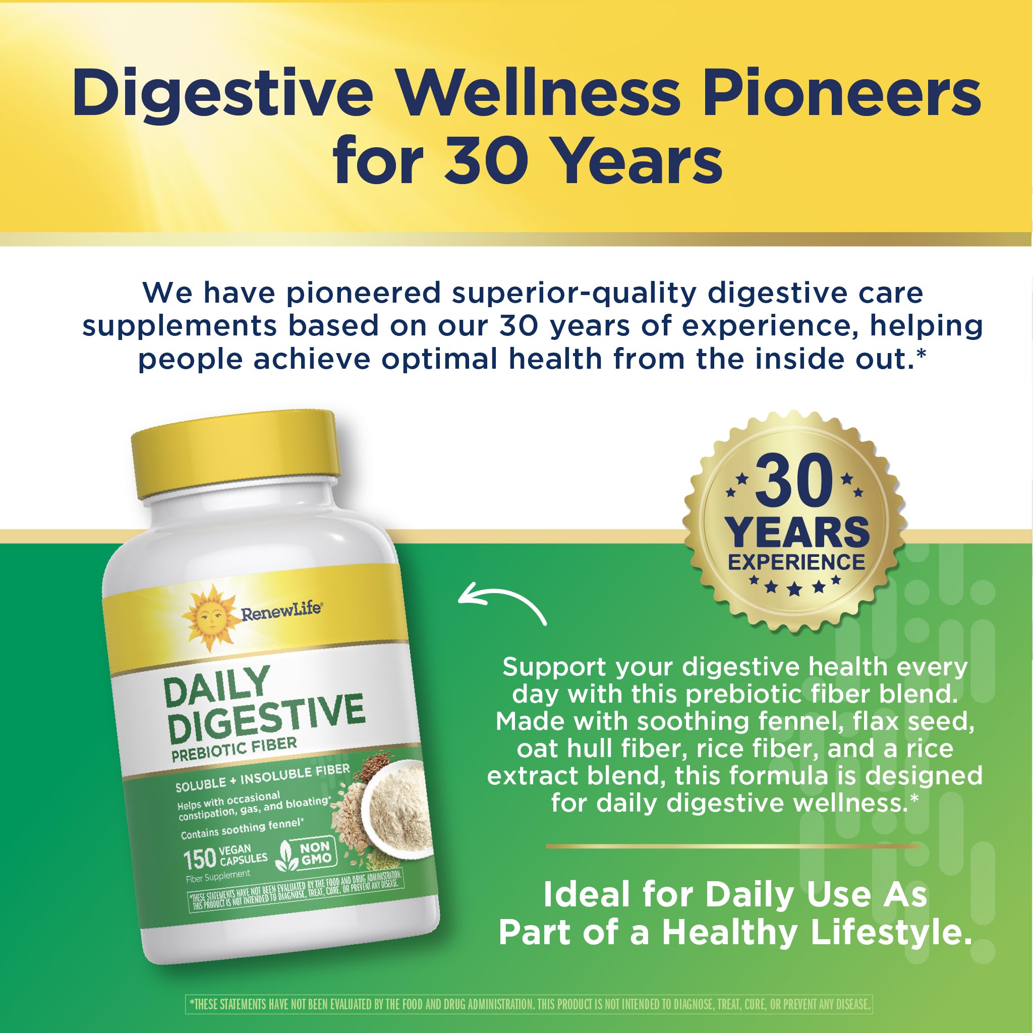 Renew Life Adult Daily daily Prebiotic Fiber capsules in hand
