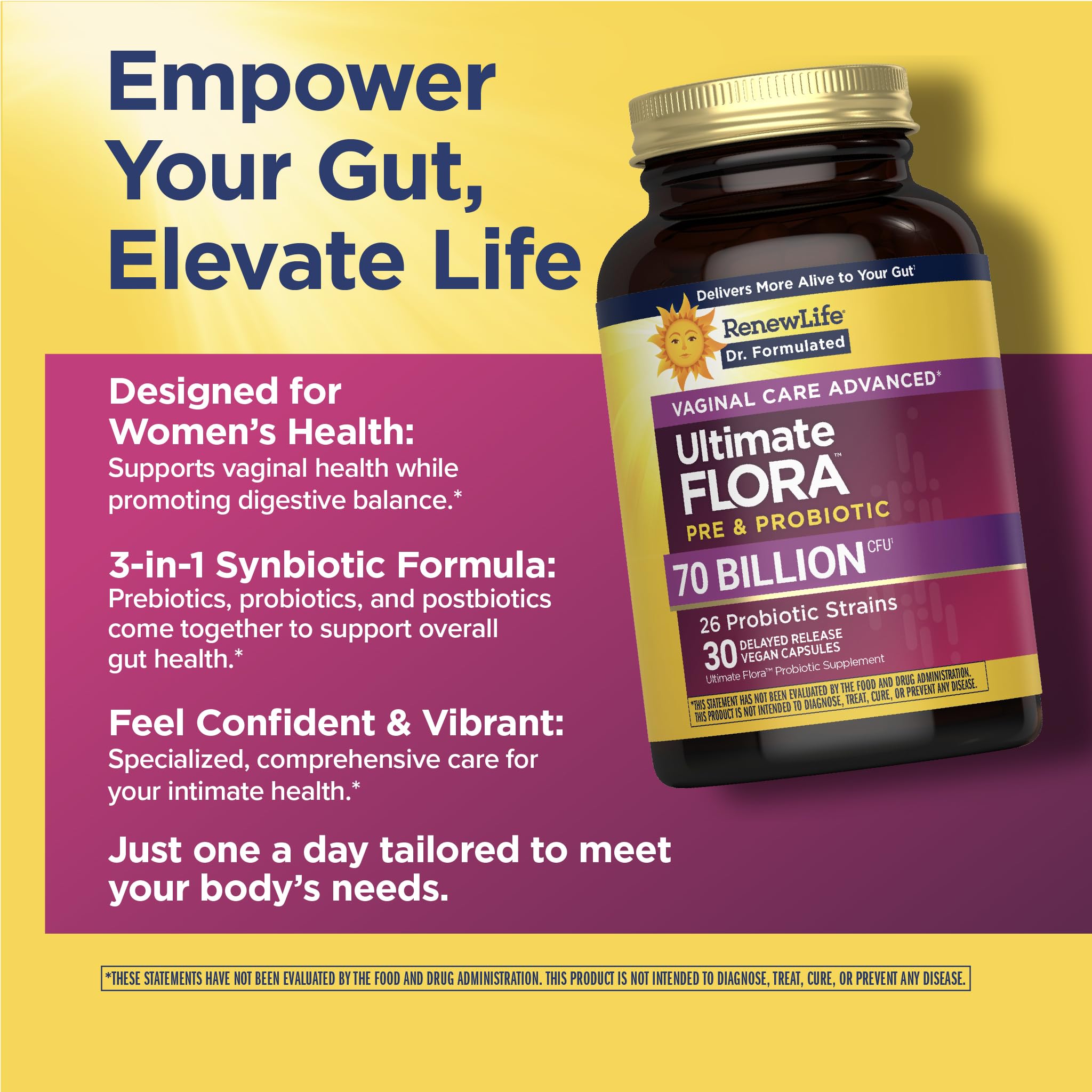 Renew Life Advanced Vaginal Probiotic with a measuring spoon