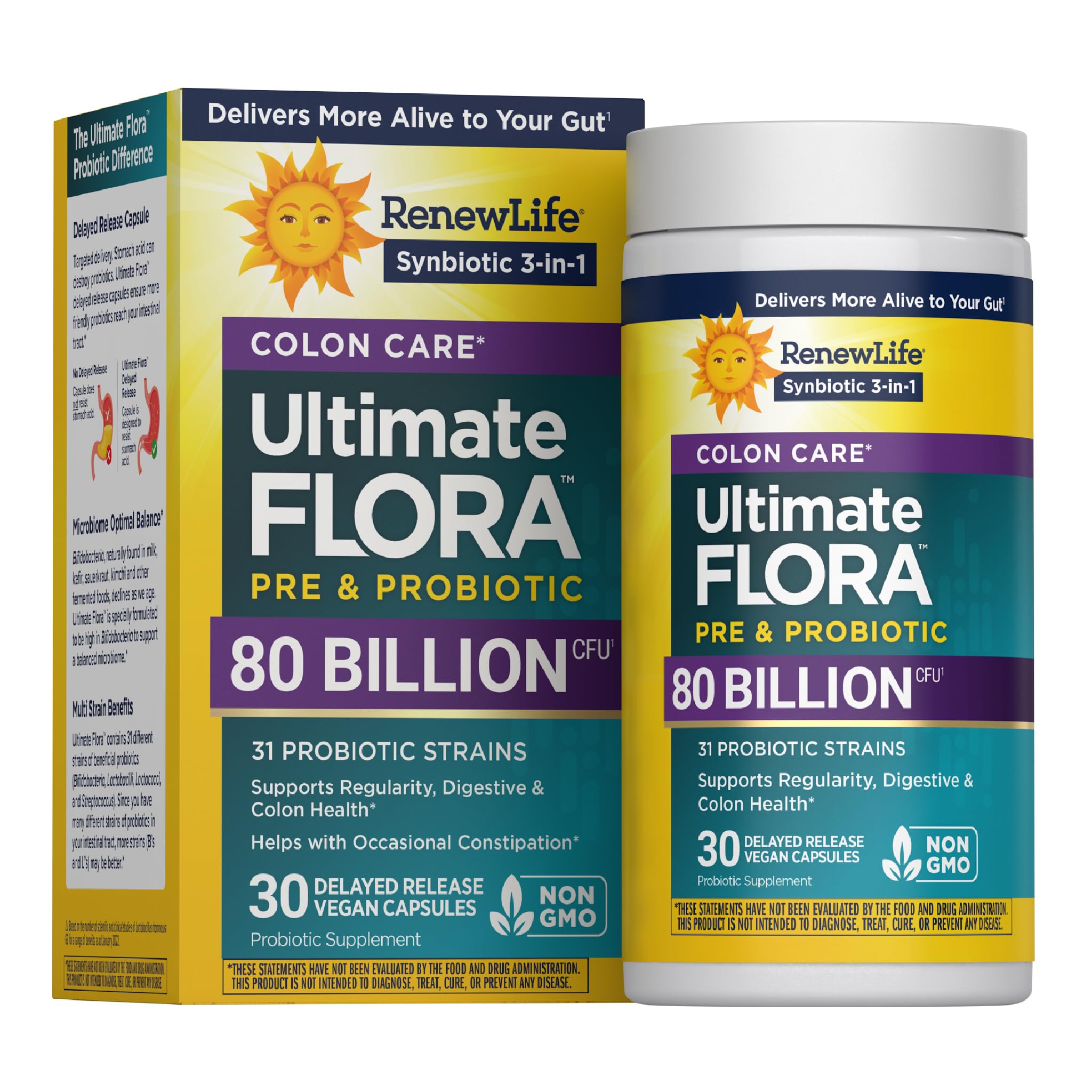 Renew Life Colon Care Probiotic Capsules 80 Billion CFU front view