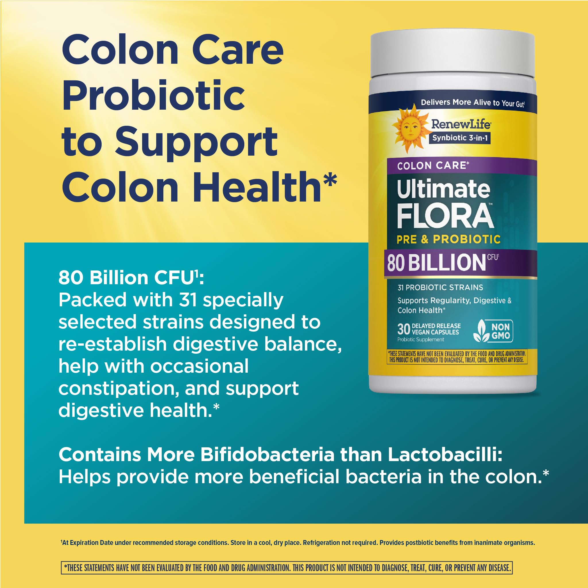 Renew Life Colon Care Probiotic Capsules bottle with cap off
