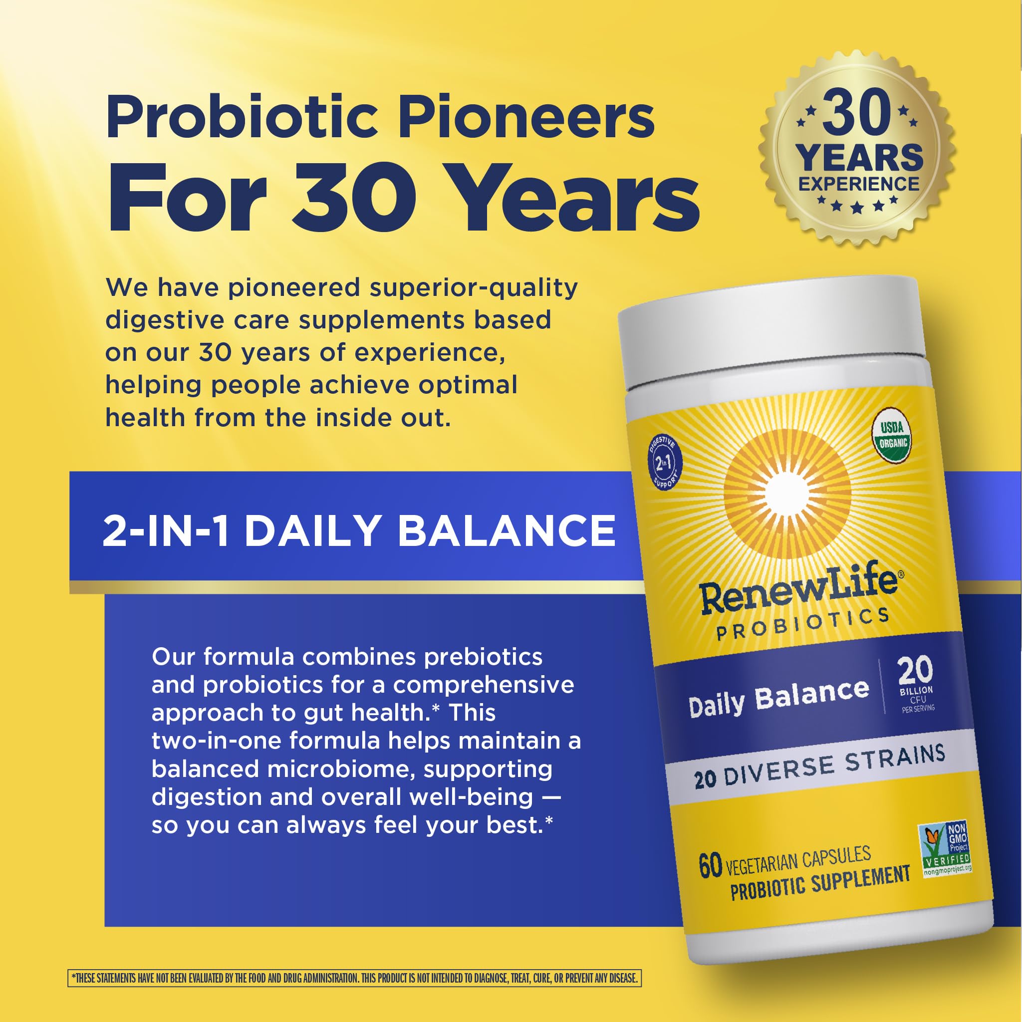 Renew Life Daily Balance Probiotic bottle with capsules