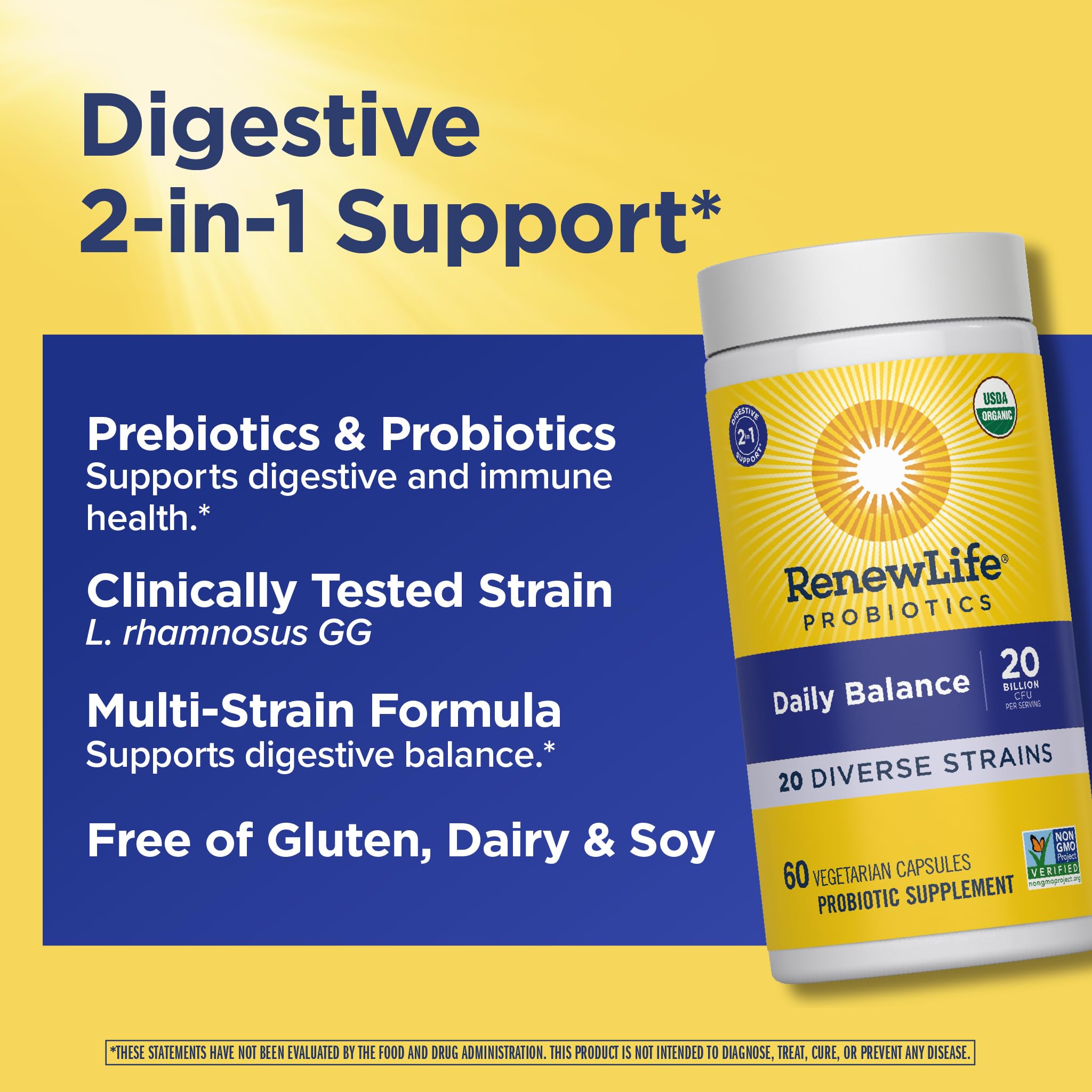 Renew Life Daily Balance Probiotic capsules in hand