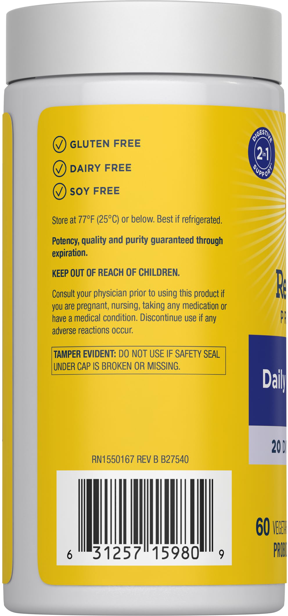Renew Life Daily Balance Probiotic packaging side view