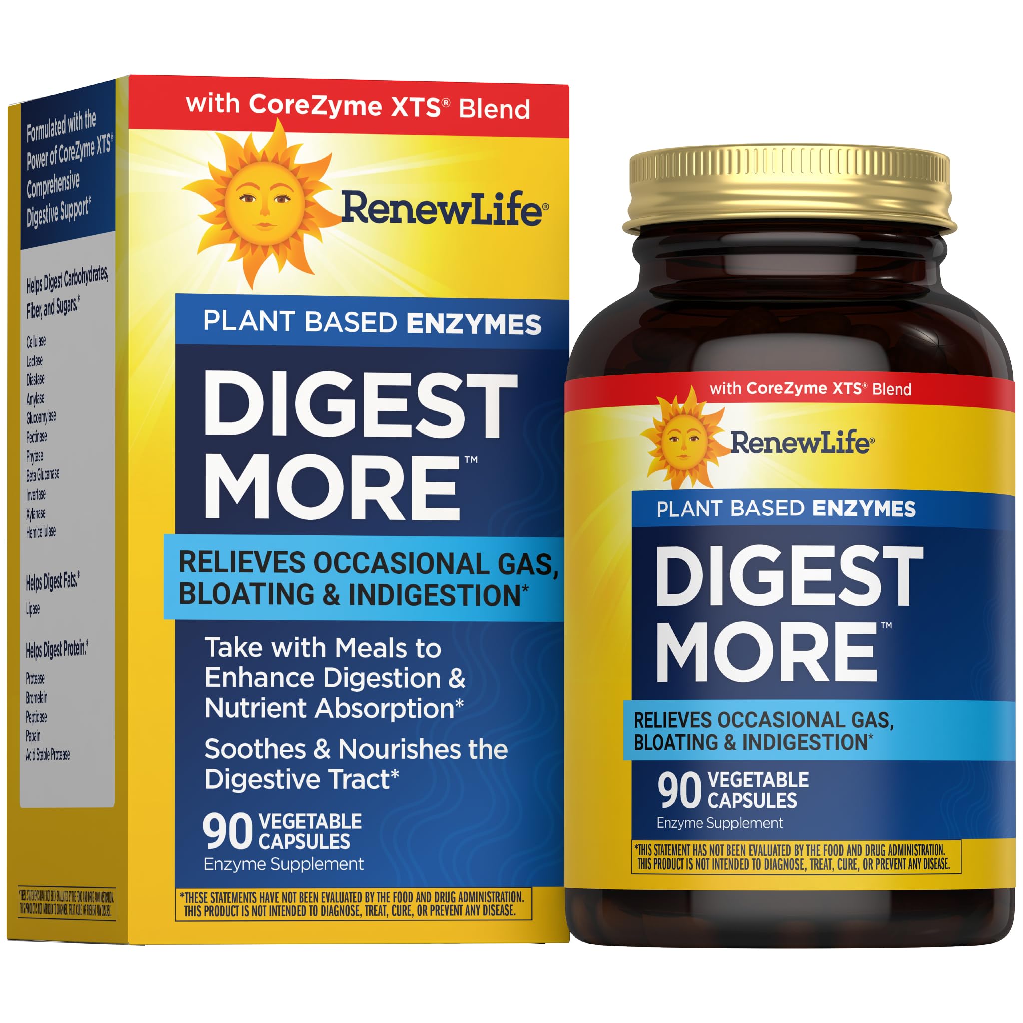 Renew Life daily Enzymes plant-based supplement front view