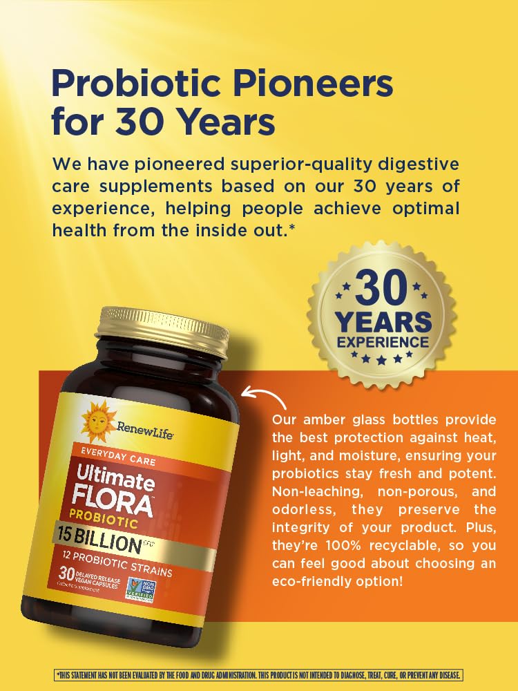 Renew Life Everyday Probiotic Capsules 15 Billion CFU opened bottle with capsules