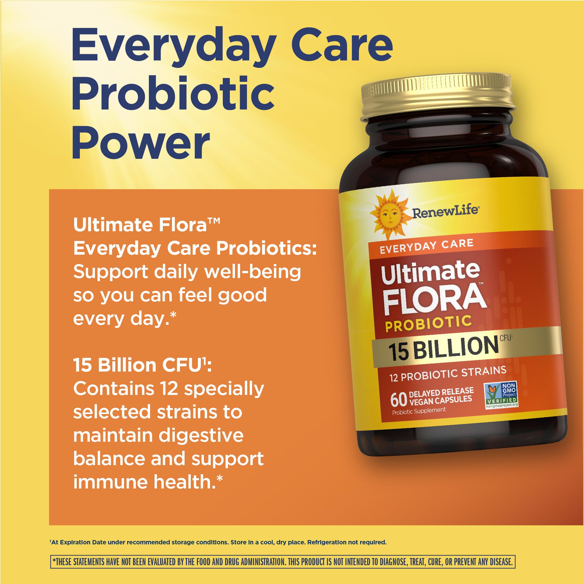 Renew Life Everyday Probiotic Capsules 60 Count with ingredients list