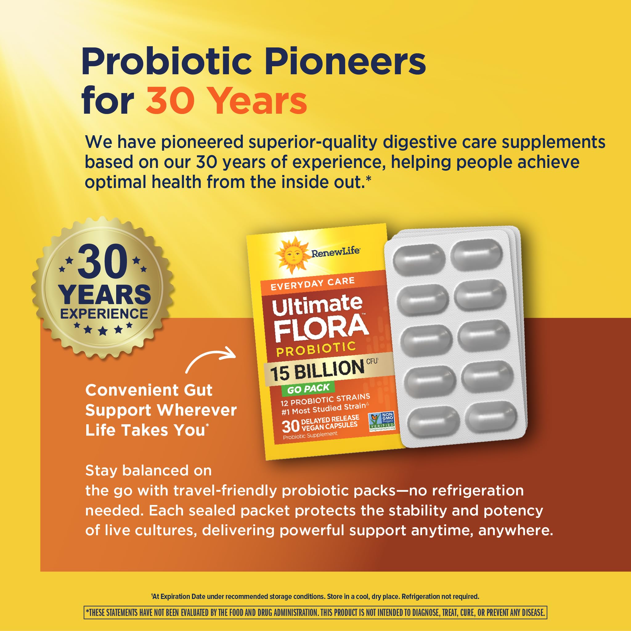 Renew Life Everyday Probiotic Capsules back view with nutritional information