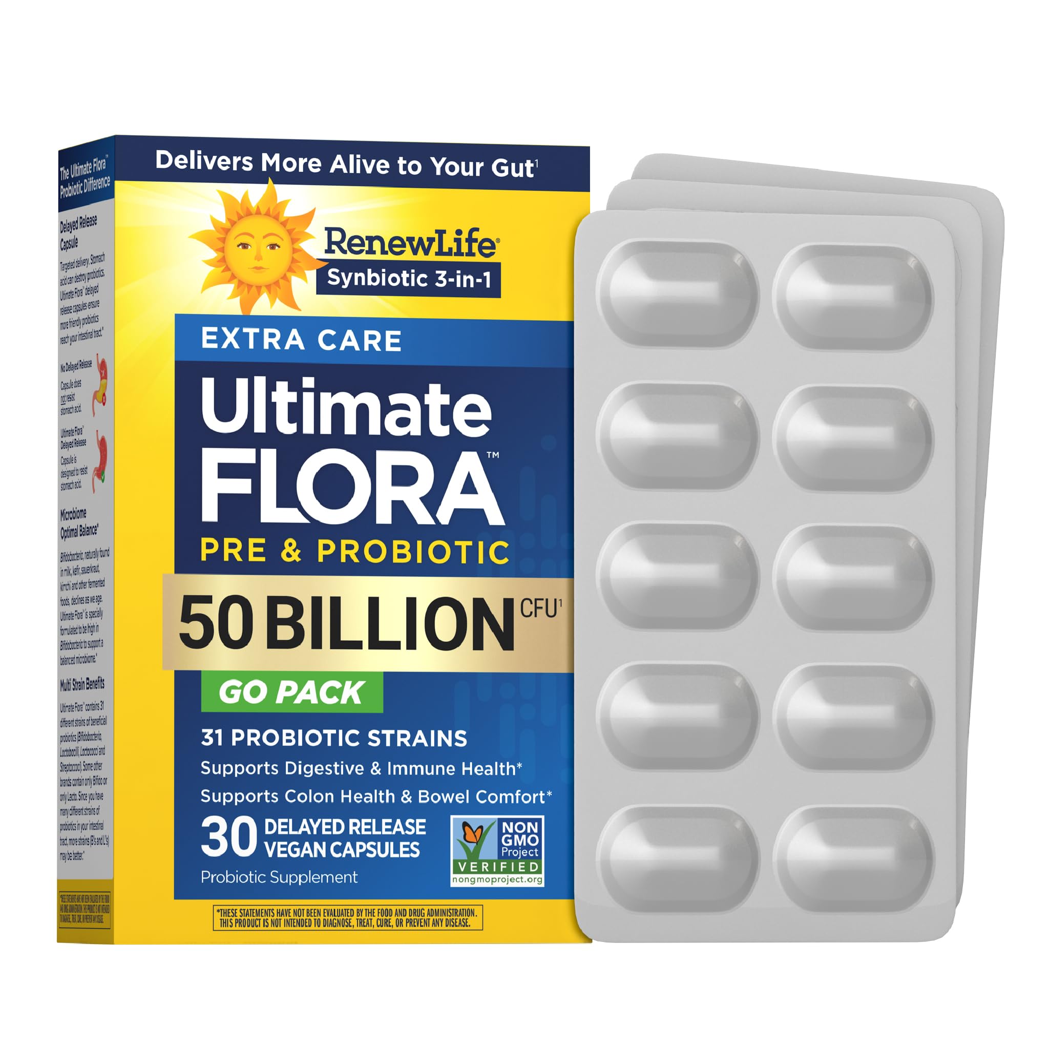 Renew Life Extra Care Probiotic Capsules 50 Billion CFU front view