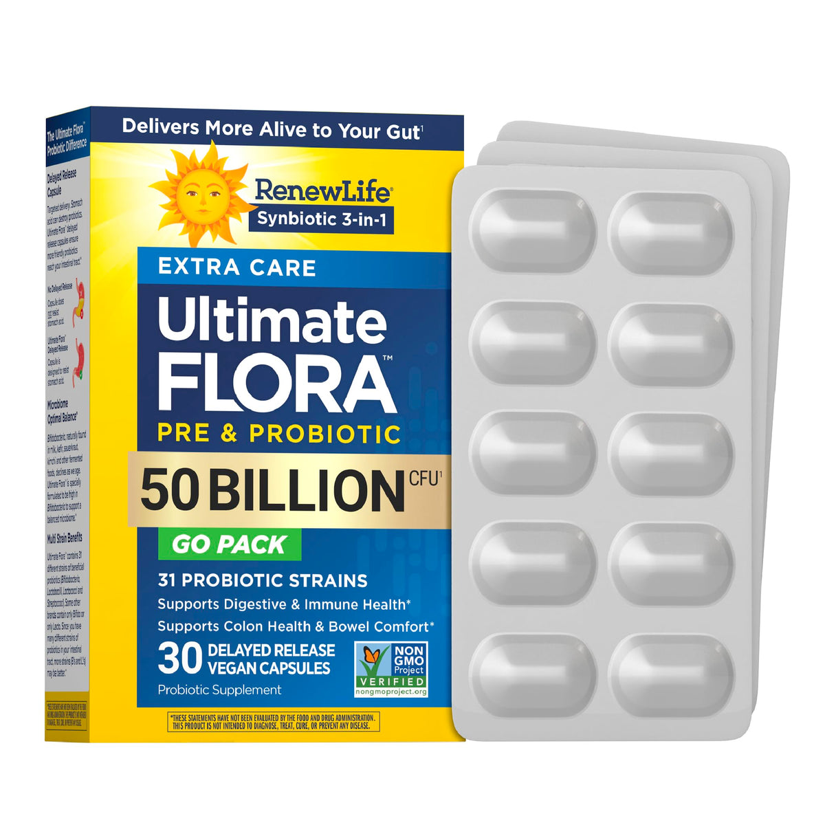 Renew Life Extra Care Probiotic Capsules 50 Billion CFU front view